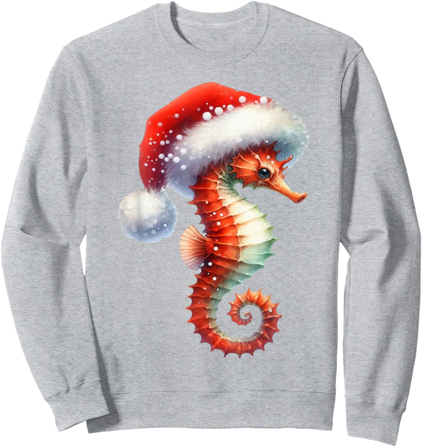 Coastal Christmas Seahorse Beach Holiday Winter Xmas Sweatshirt - Sweatshirt | Ash