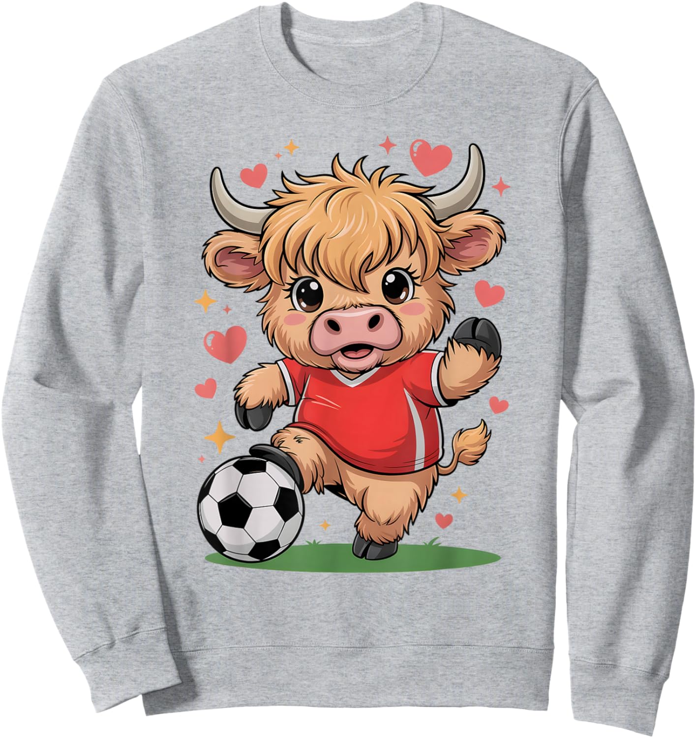 Kawaii Soccer Cow Just Girl Who Loves Highland Heifer Farm Sweatshirt - Sweatshirt | Ash