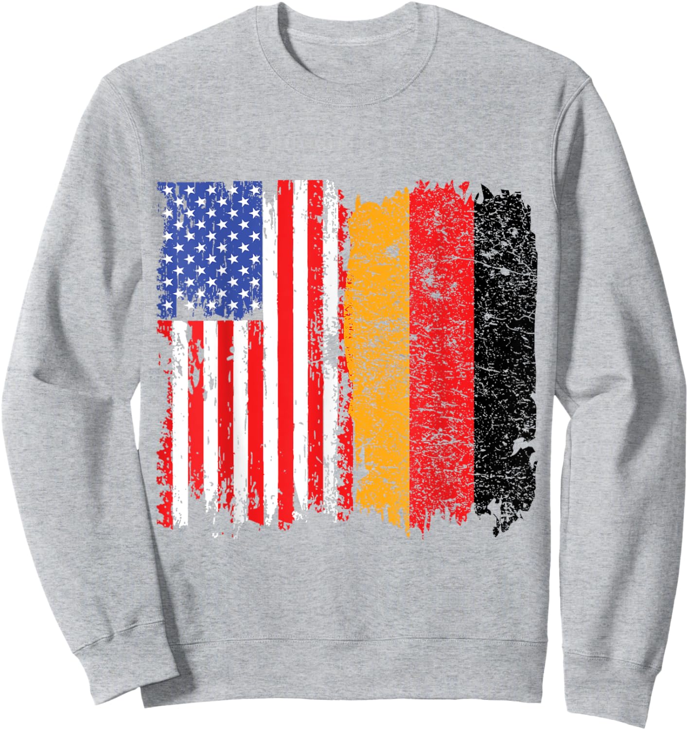Distressed Heritage US American German Flag Sweatshirt - Sweatshirt | Ash