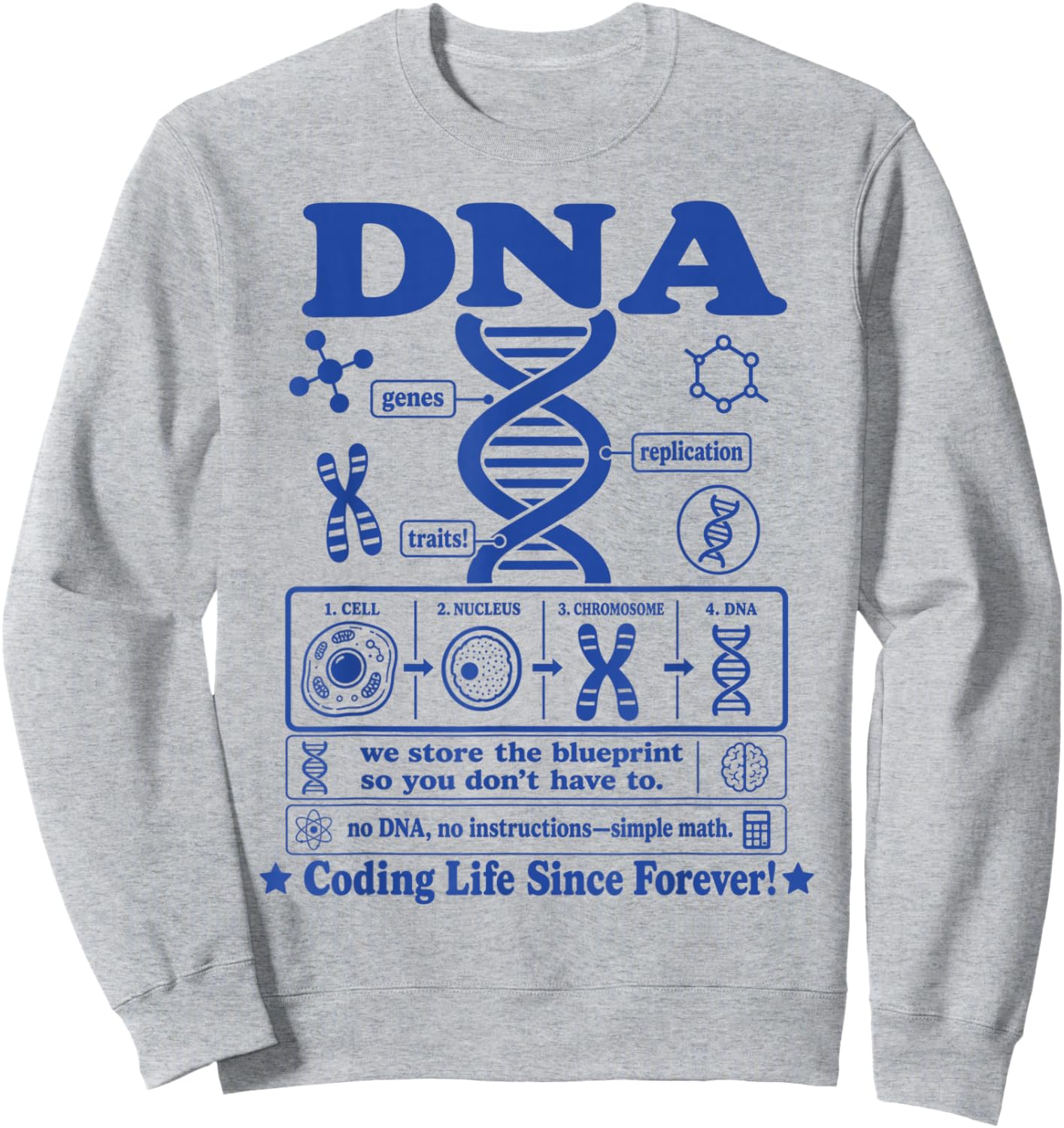 Vintage Science DNA Diagram Double Helix Genetics Biology Sweatshirt - Sweatshirt | Ash