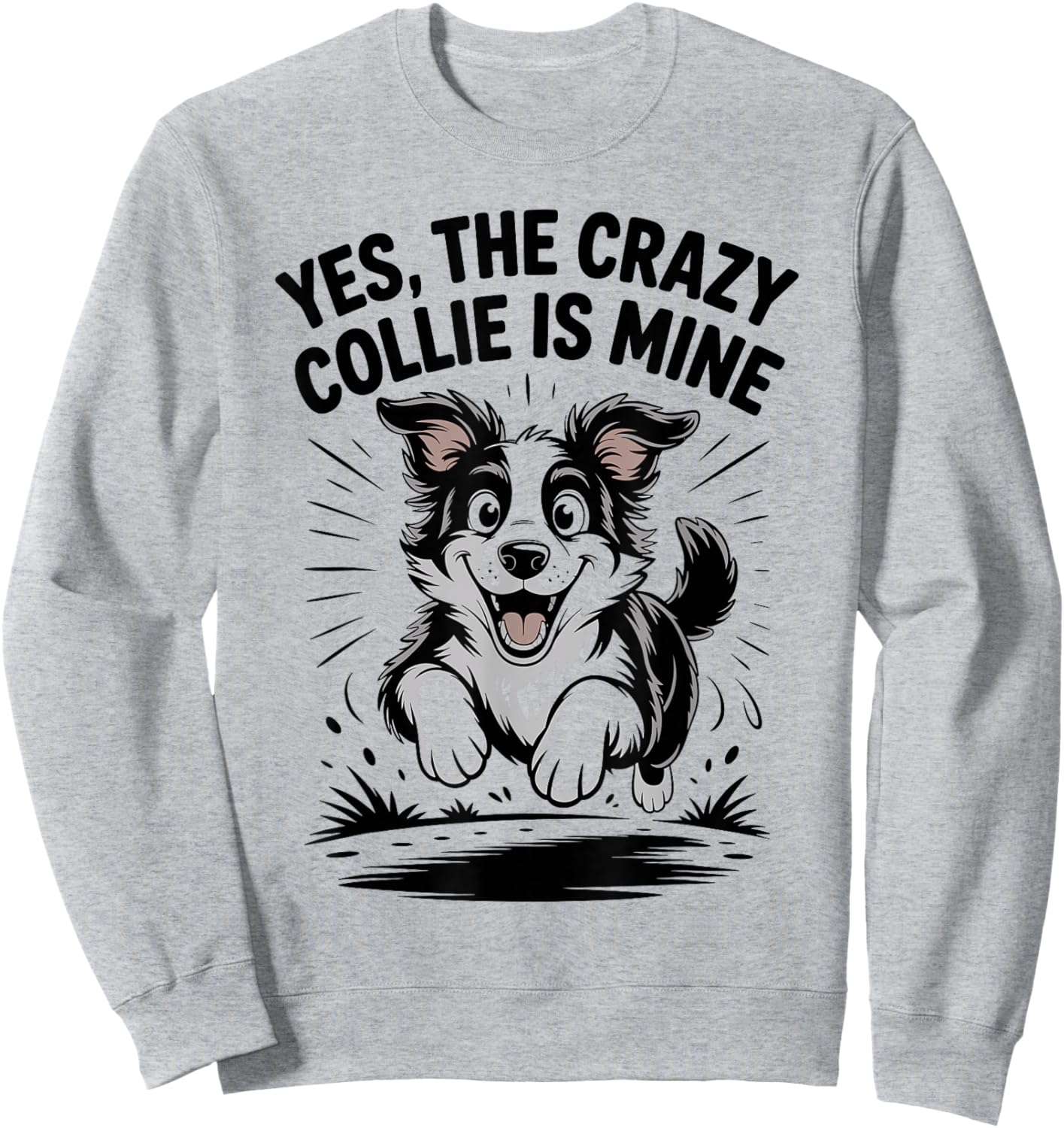 Collie Breed Cute Dog Lover Cartoon Funny Border Collie Sweatshirt - Sweatshirt | Ash