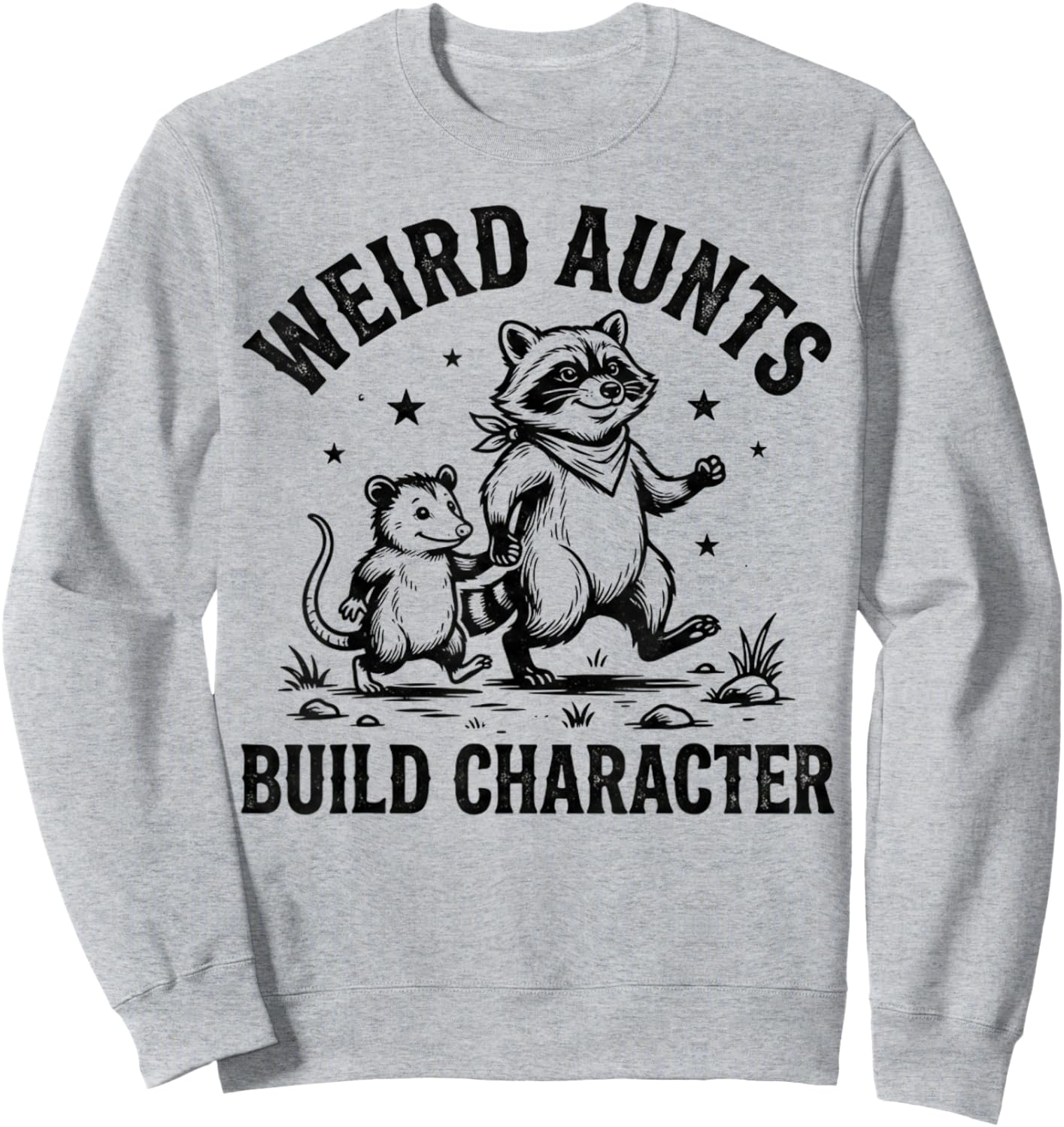 Weird Aunts Build Character Raccoon Sweatshirt - Sweatshirt | Ash