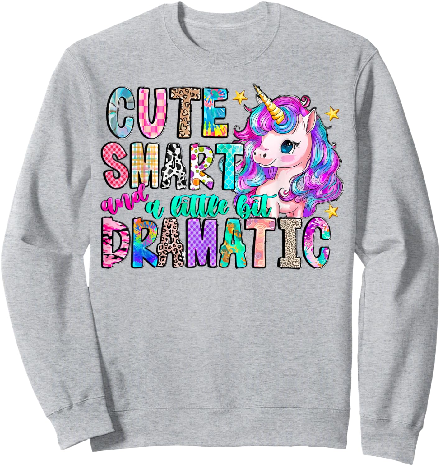 Cute Smart and a Little bit Dramatic Funny Unicorn Kid Girls Sweatshirt - Sweatshirt | Ash
