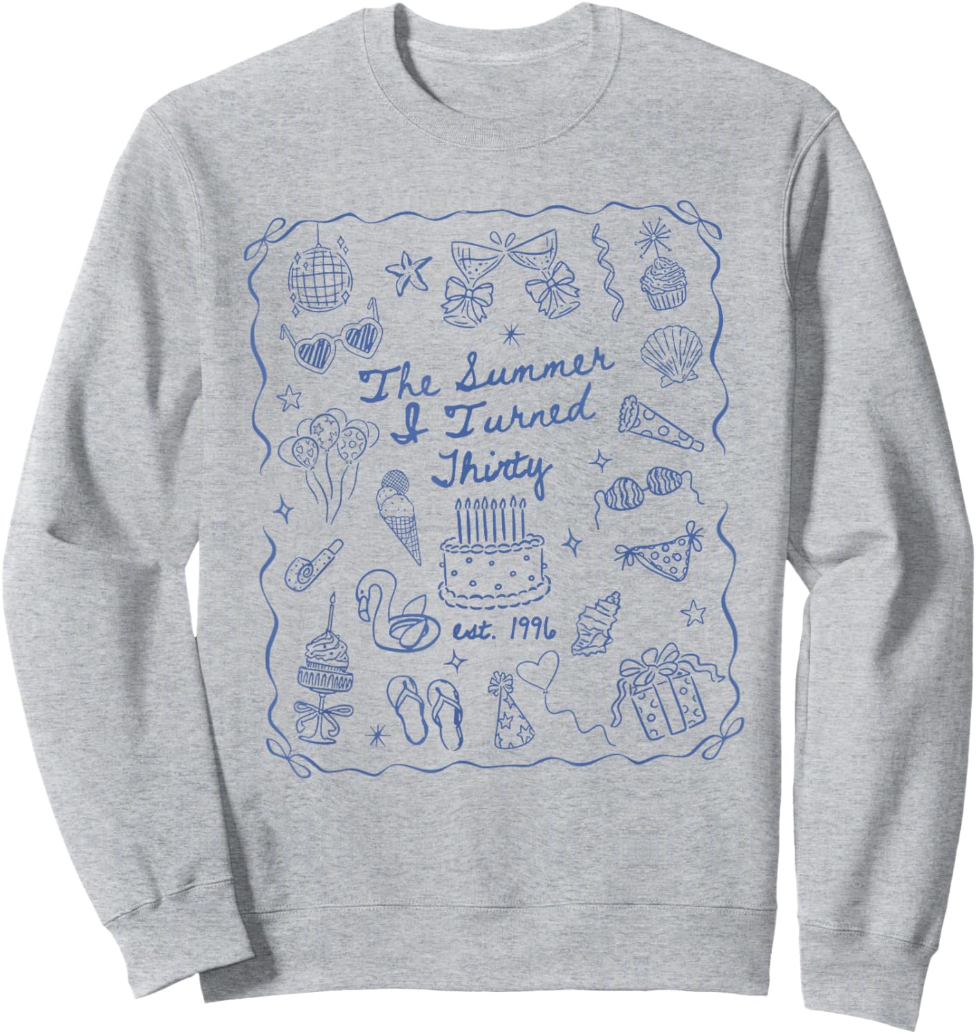 Summer I Turned Thirty Coquette Bow Coastal 30th Birthday Sweatshirt - Sweatshirt | Ash
