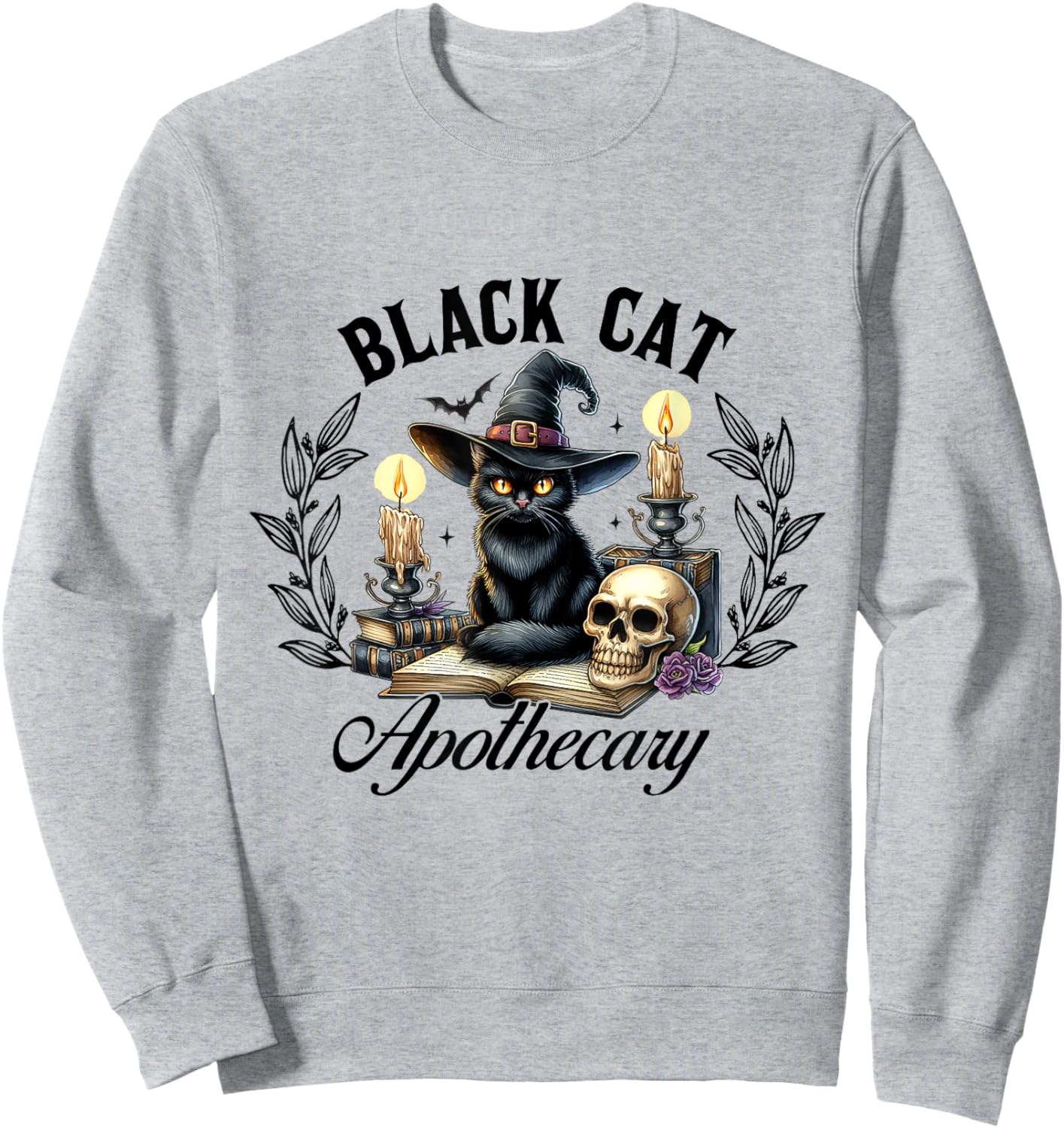Black Cat Apothecary Funny Halloween Witchy Women Pet Love Sweatshirt - Sweatshirt | Ash