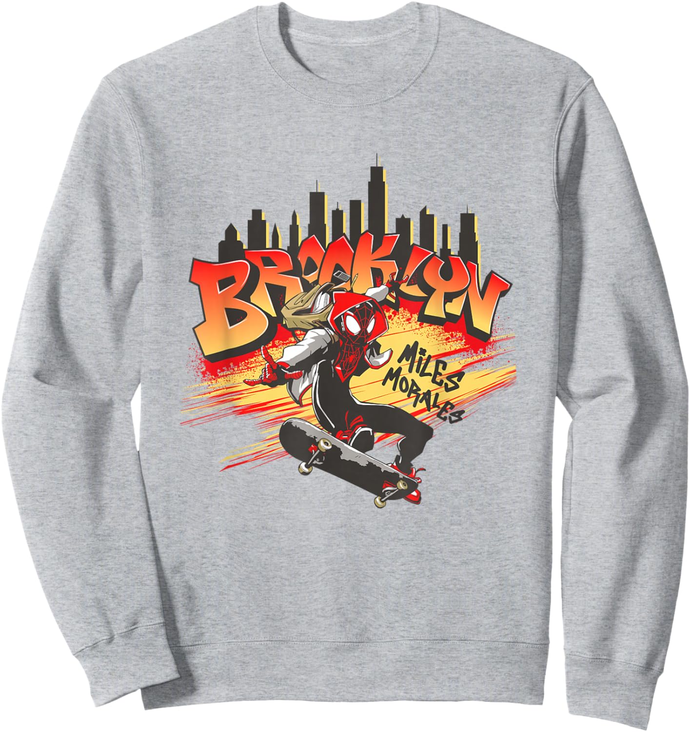 Marvel Comics Spider-Man Miles Morales Brooklyn Skate Sweatshirt - Sweatshirt | Ash