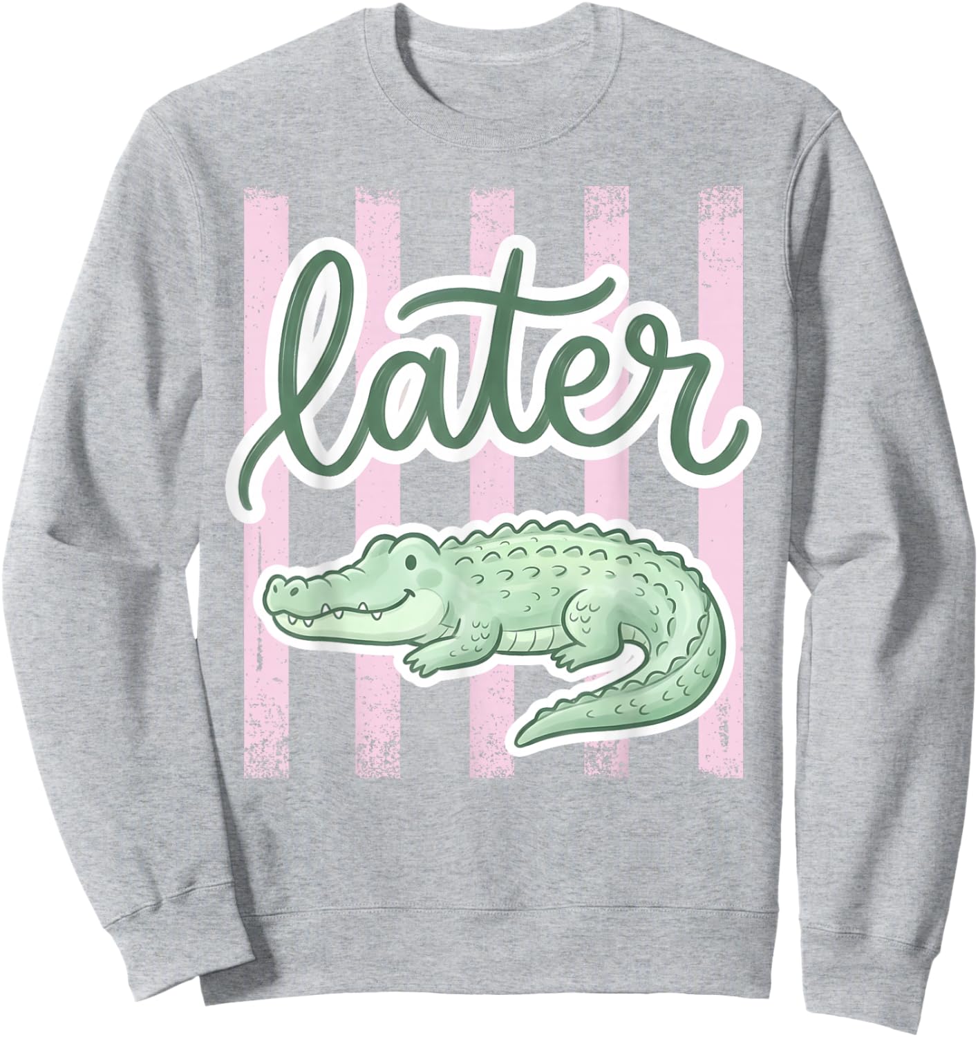 Preppy Later Gator Cute Crocodile Graphic Last Day of School Sweatshirt - Sweatshirt | Ash