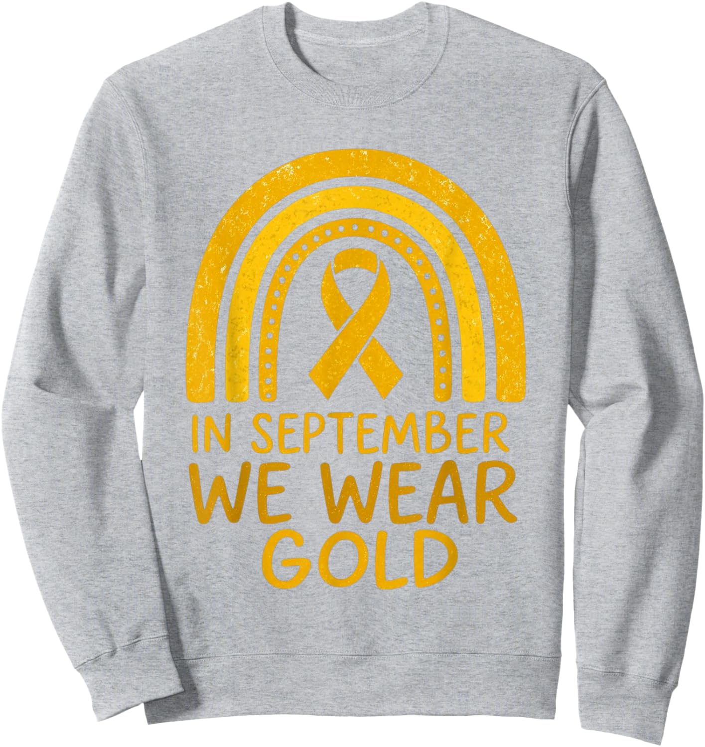 in September We Wear Gold Childhood Cancer Awareness Kids Sweatshirt - Sweatshirt | Ash