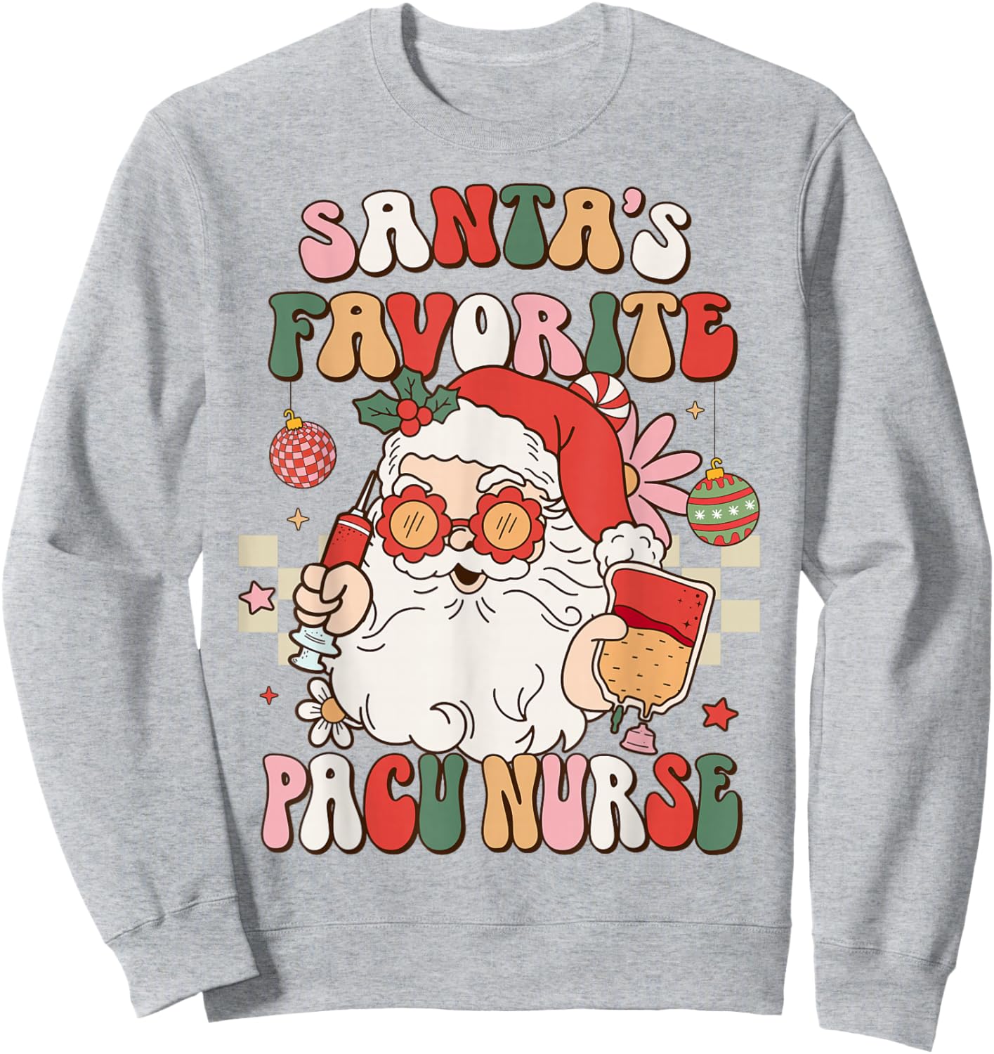Retro Santa Favorite Pacu Nurse Christmas Women Sweatshirt - Sweatshirt | Ash