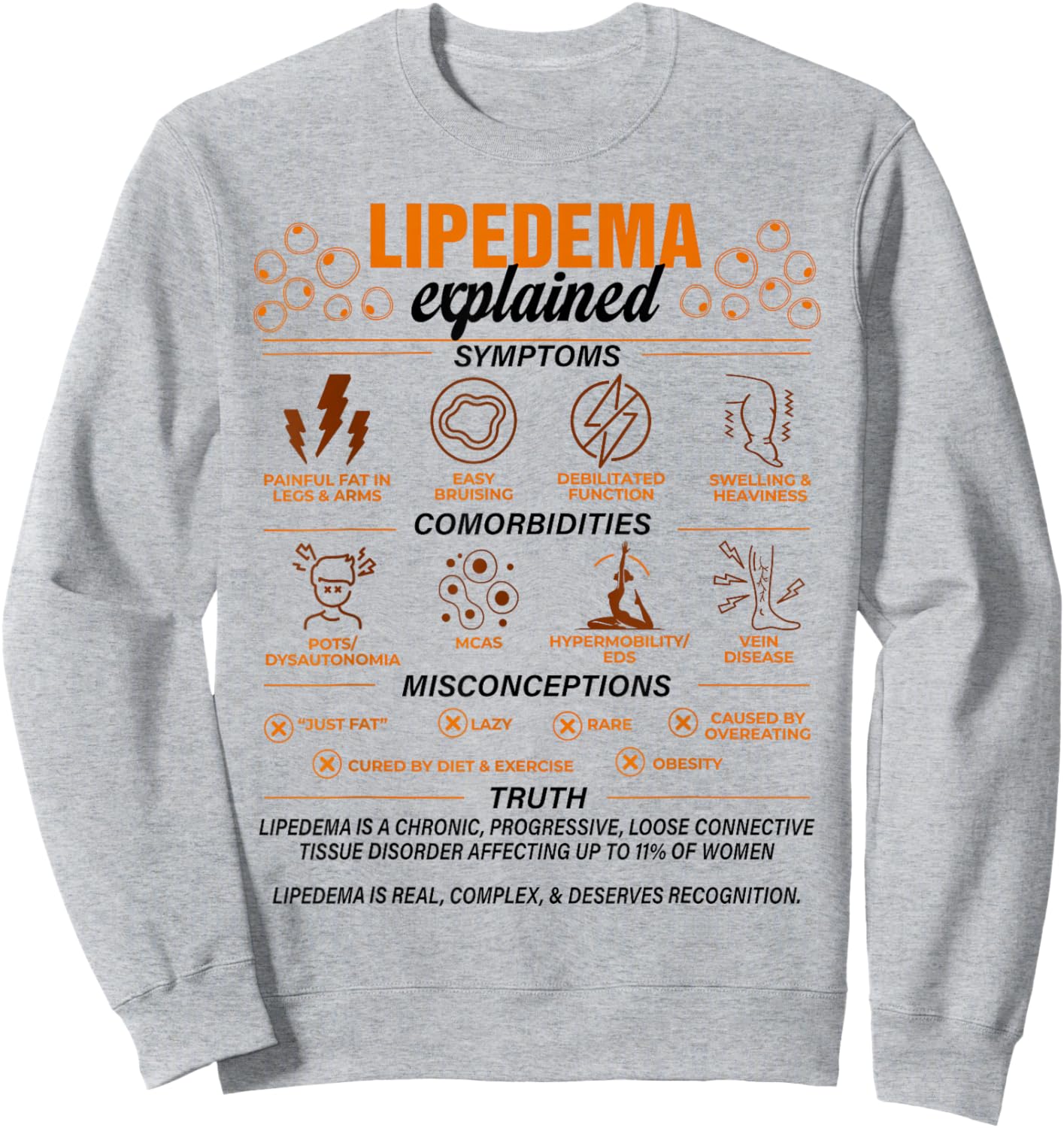 Lipedema Awareness Lipedema Warrior Lipedema Explained Sweatshirt - Sweatshirt | Ash
