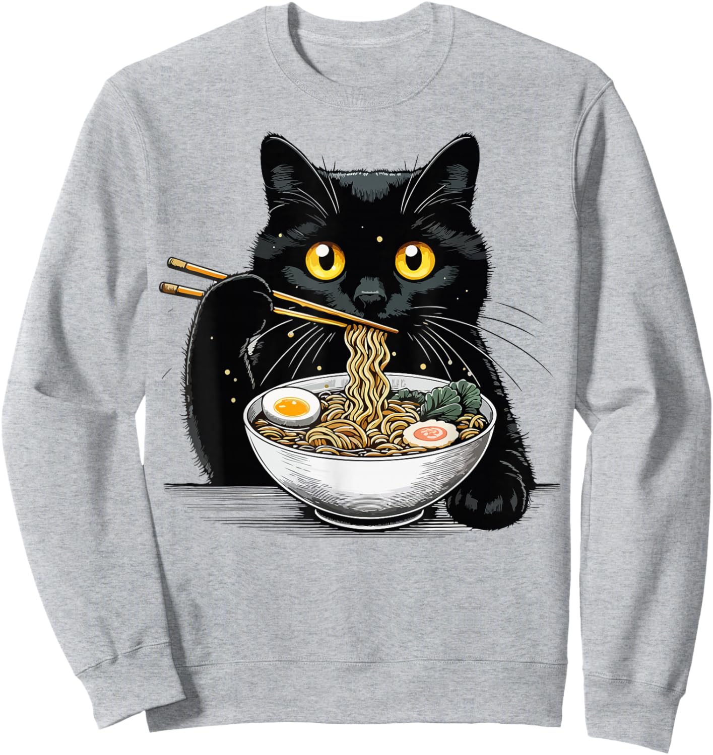 Funny Cat eating Ramen Sweatshirt - Sweatshirt | Ash