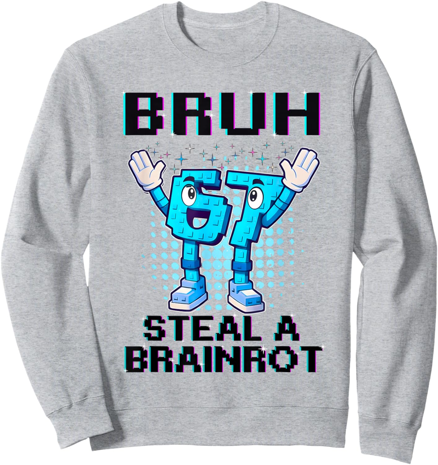 67 Six Seven 6-7 Funny Steal Brainrot Kids Gaming Meme Sweatshirt - Sweatshirt | Ash