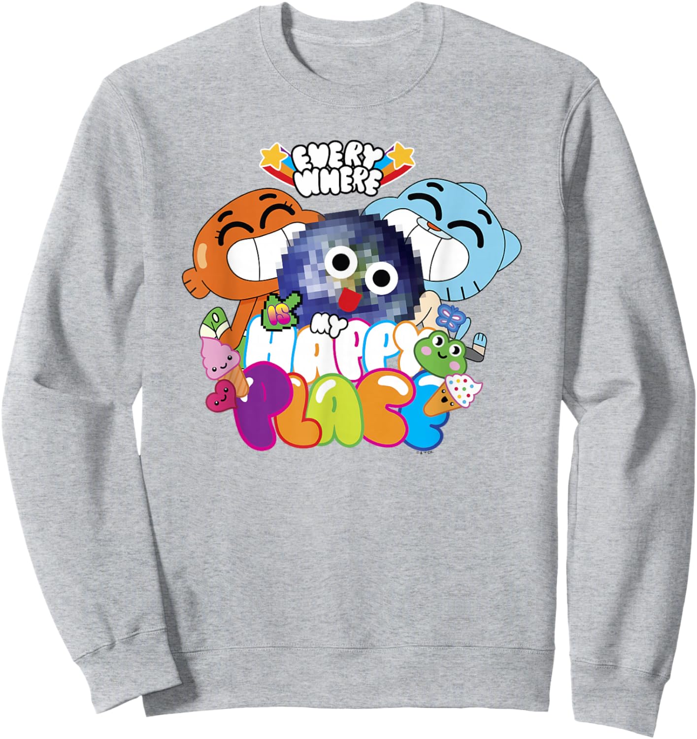The Amazing World of Gumball Every Where is My Happy Place Sweatshirt - Sweatshirt | Ash