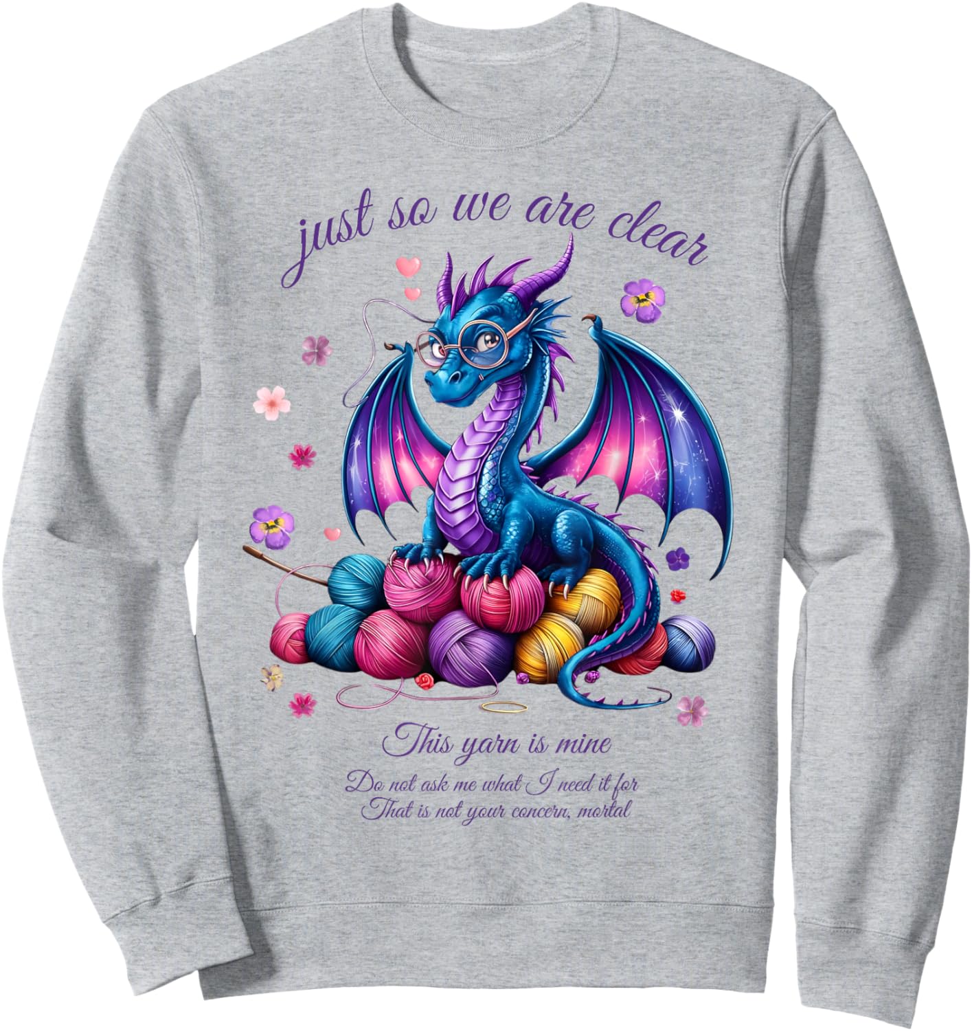 Colorful Dragon Yarn Eggs Funny Knitting Hobby Humor Sweatshirt - Sweatshirt | Ash