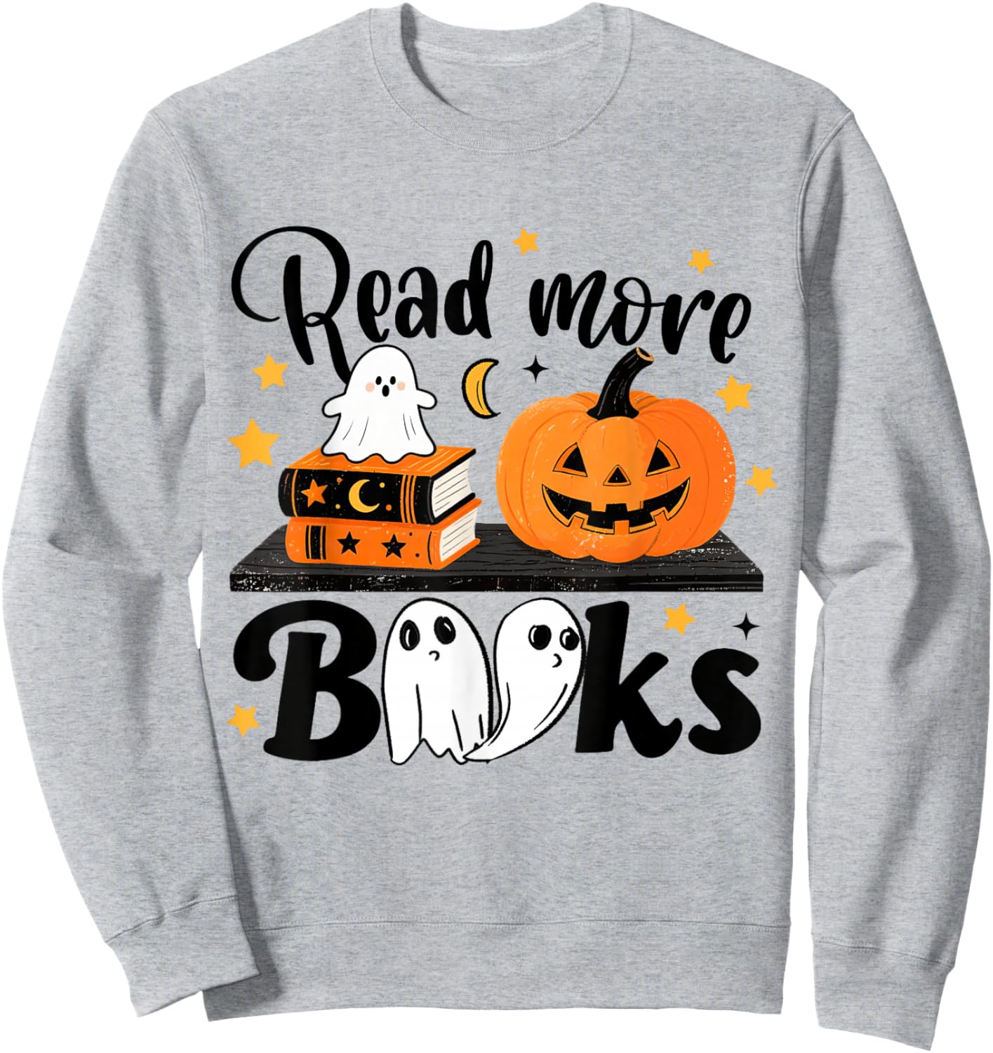 Read More Books Ghost Halloween Pumpkin Bookish Librarian Sweatshirt - Sweatshirt | Ash