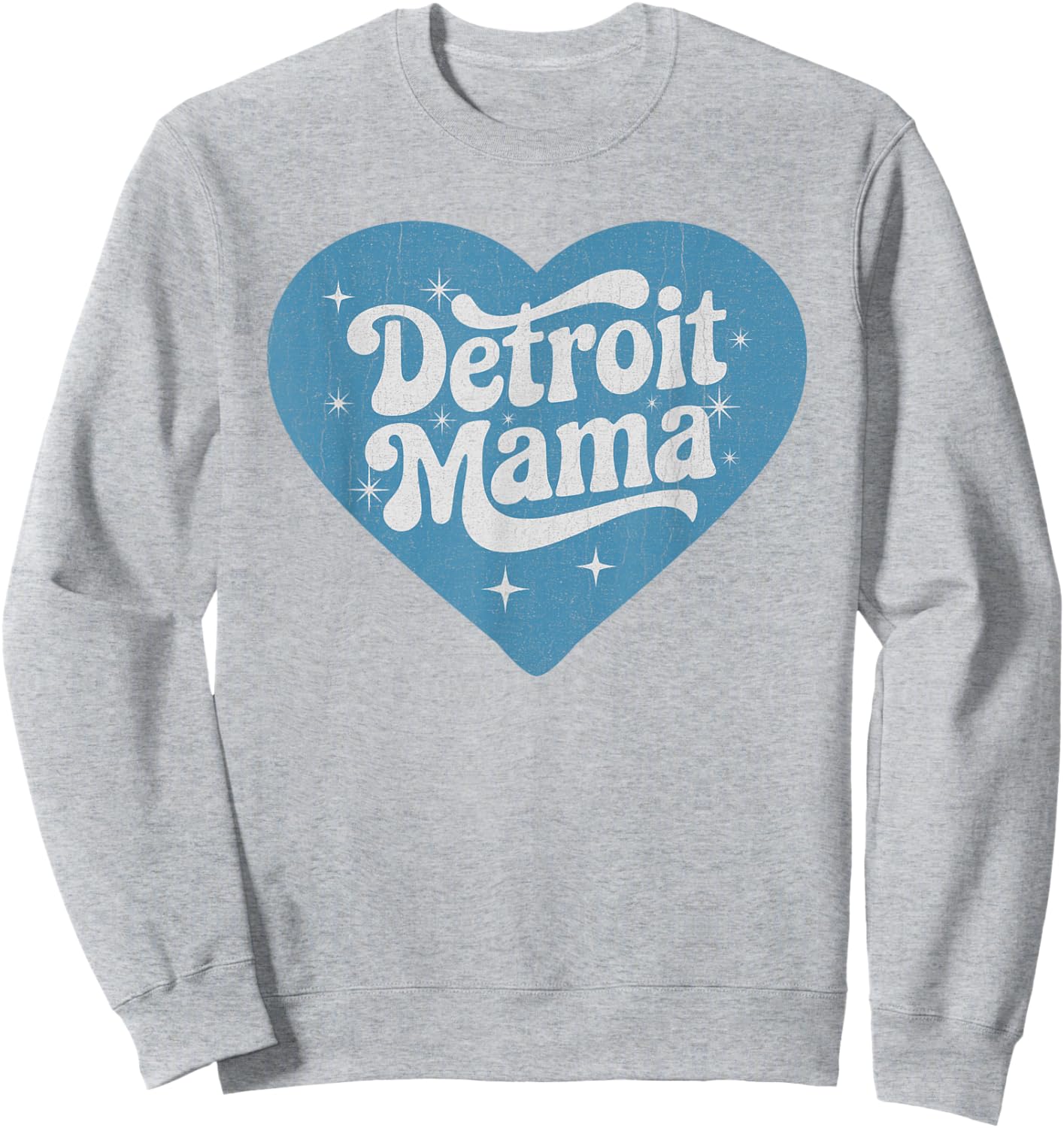 Proud Detroit Mom Heart Retro DET Mama Sweatshirt - Sweatshirt | Ash
