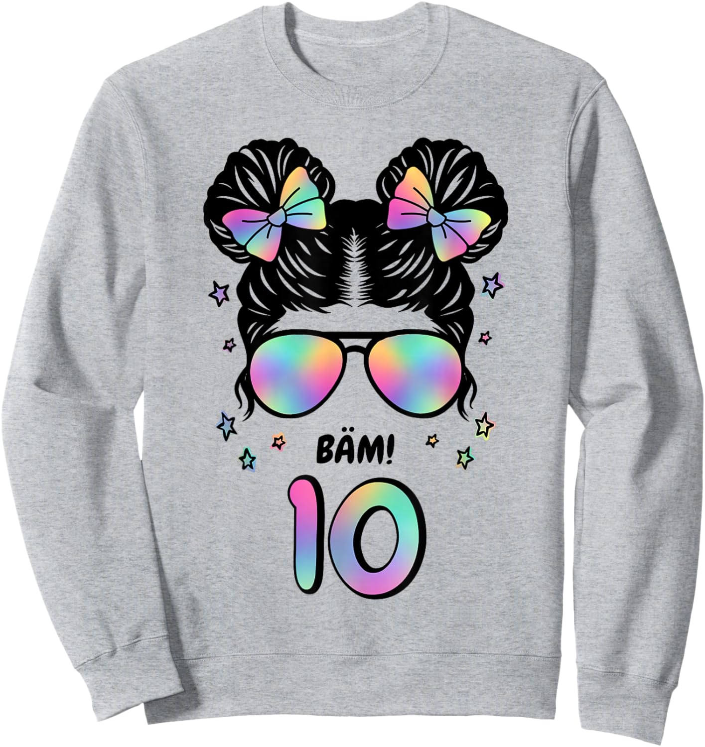 10th Birthday Girl Messy Bun Bäm! 10 Sweatshirt - Sweatshirt | Ash