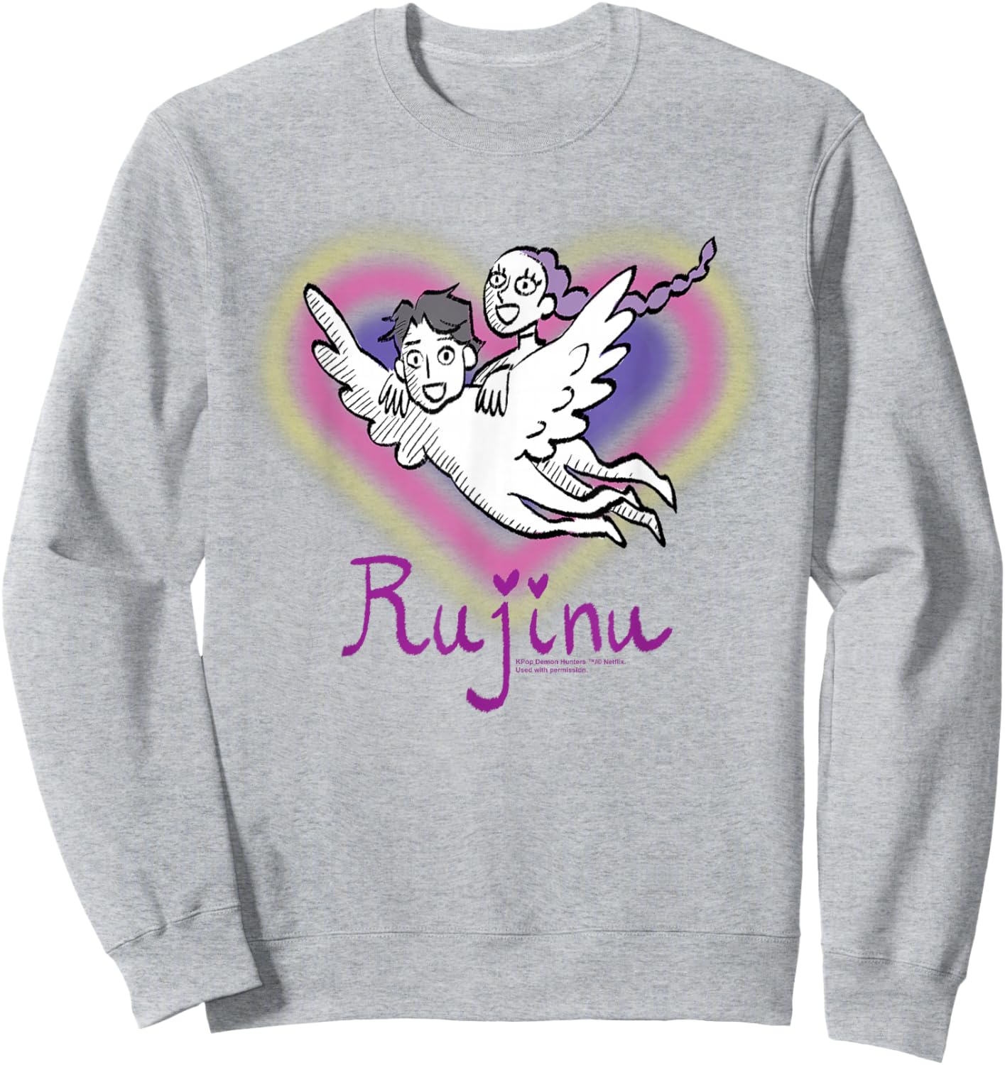 Kpop Demon Hunters Huntrix Saja Boys Rujinu Heart Fan Art Sweatshirt - Sweatshirt | Ash