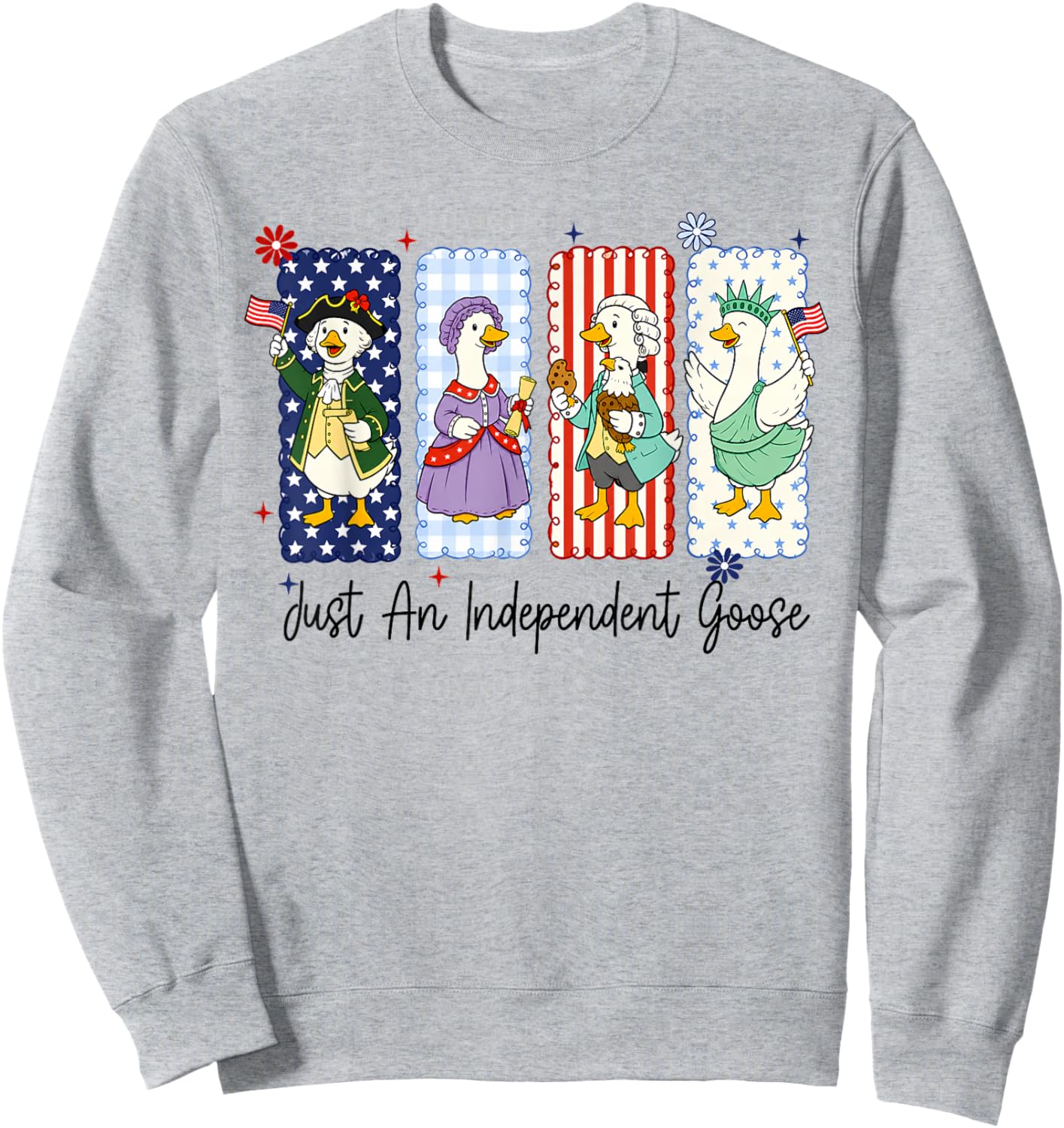Funny Goose 4th of July Patriotic USA Independent Day Meme Sweatshirt - Sweatshirt | Ash