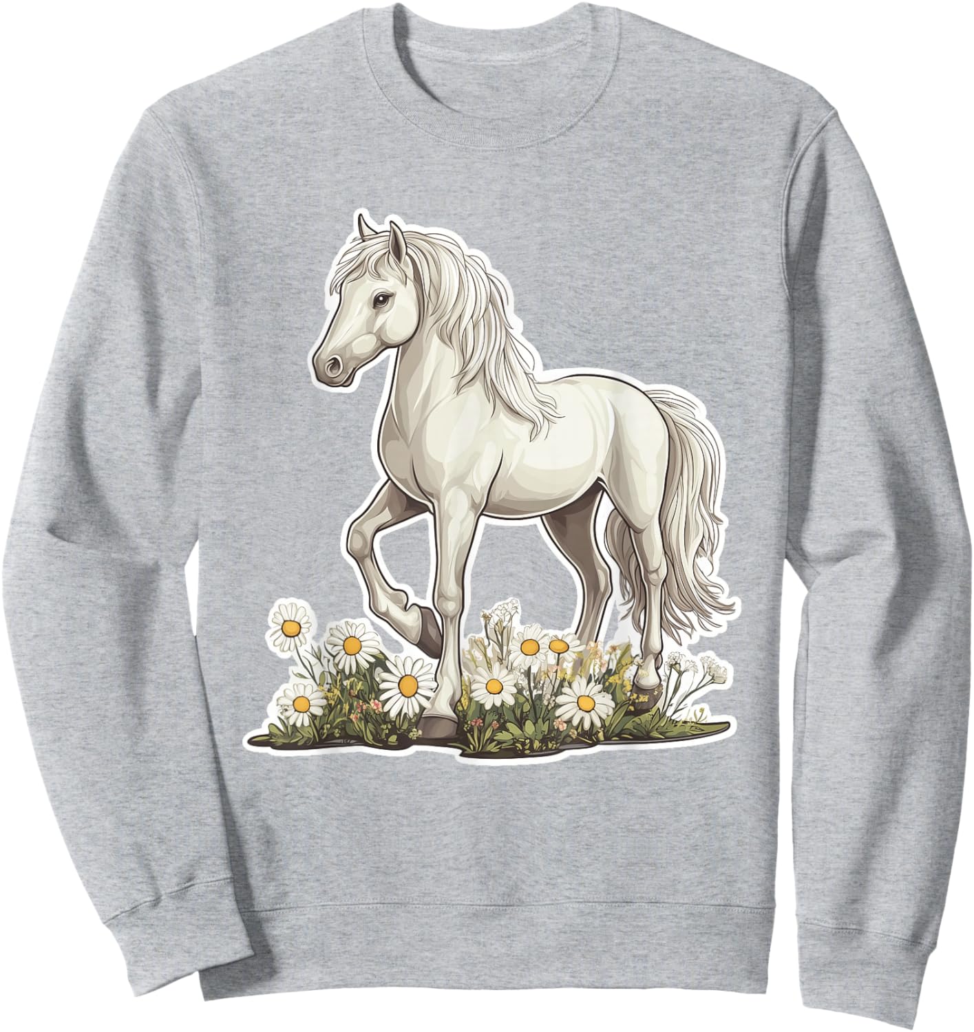 Cheval avec des Fleurs Chevaux Filles Sweatshirt - Sweatshirt | Ash