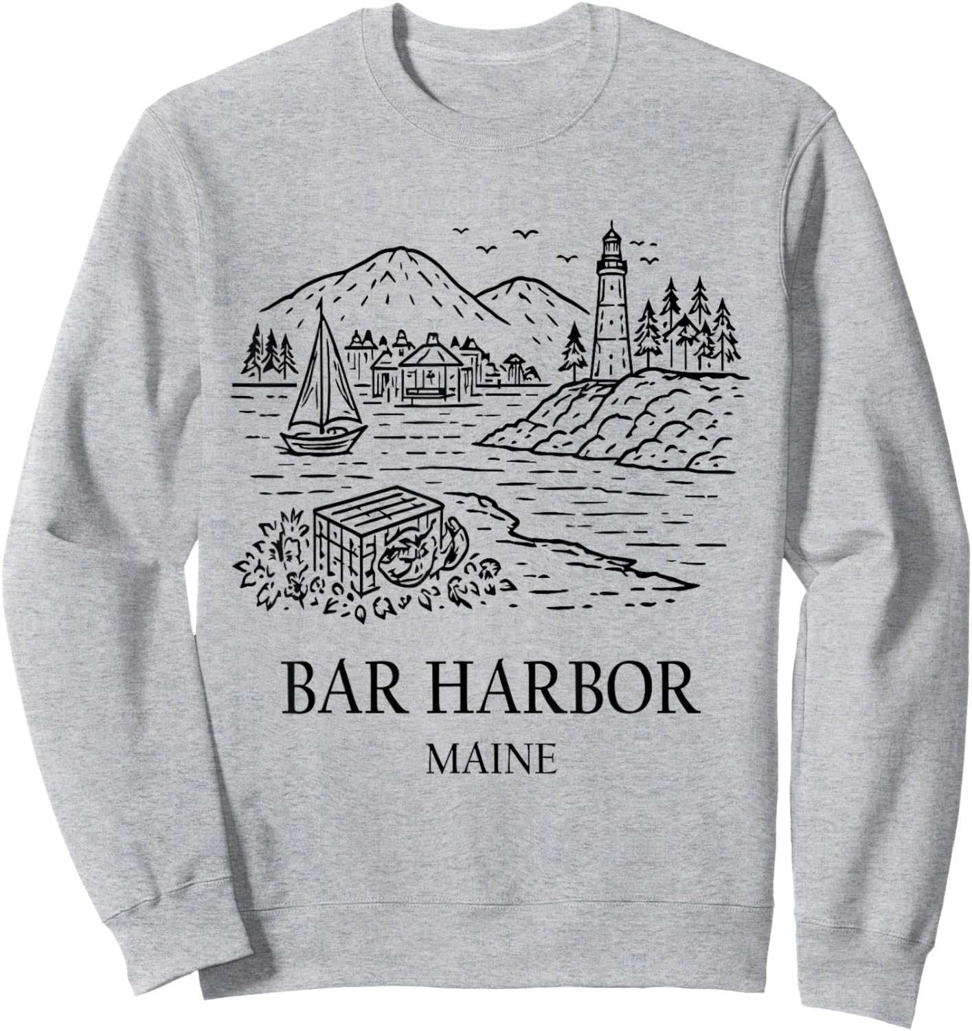 Bar Harbor Maine Minimalist City Travel Souvenir Sweatshirt - Sweatshirt | Ash