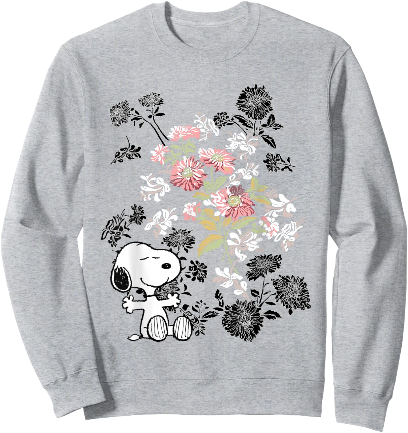 Peanuts Snoopy Flowers Sweatshirt - Sweatshirt | Ash