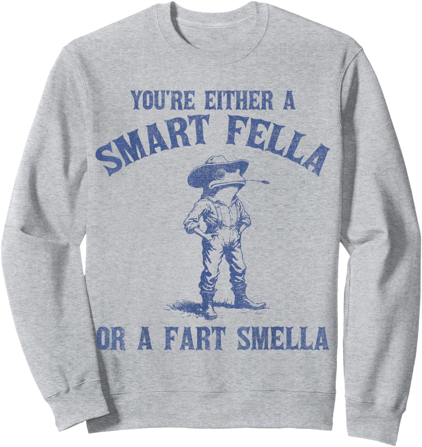 You're Either A Smart Fella Or A Fart Smella Funny Frog Sweatshirt - Sweatshirt | Ash