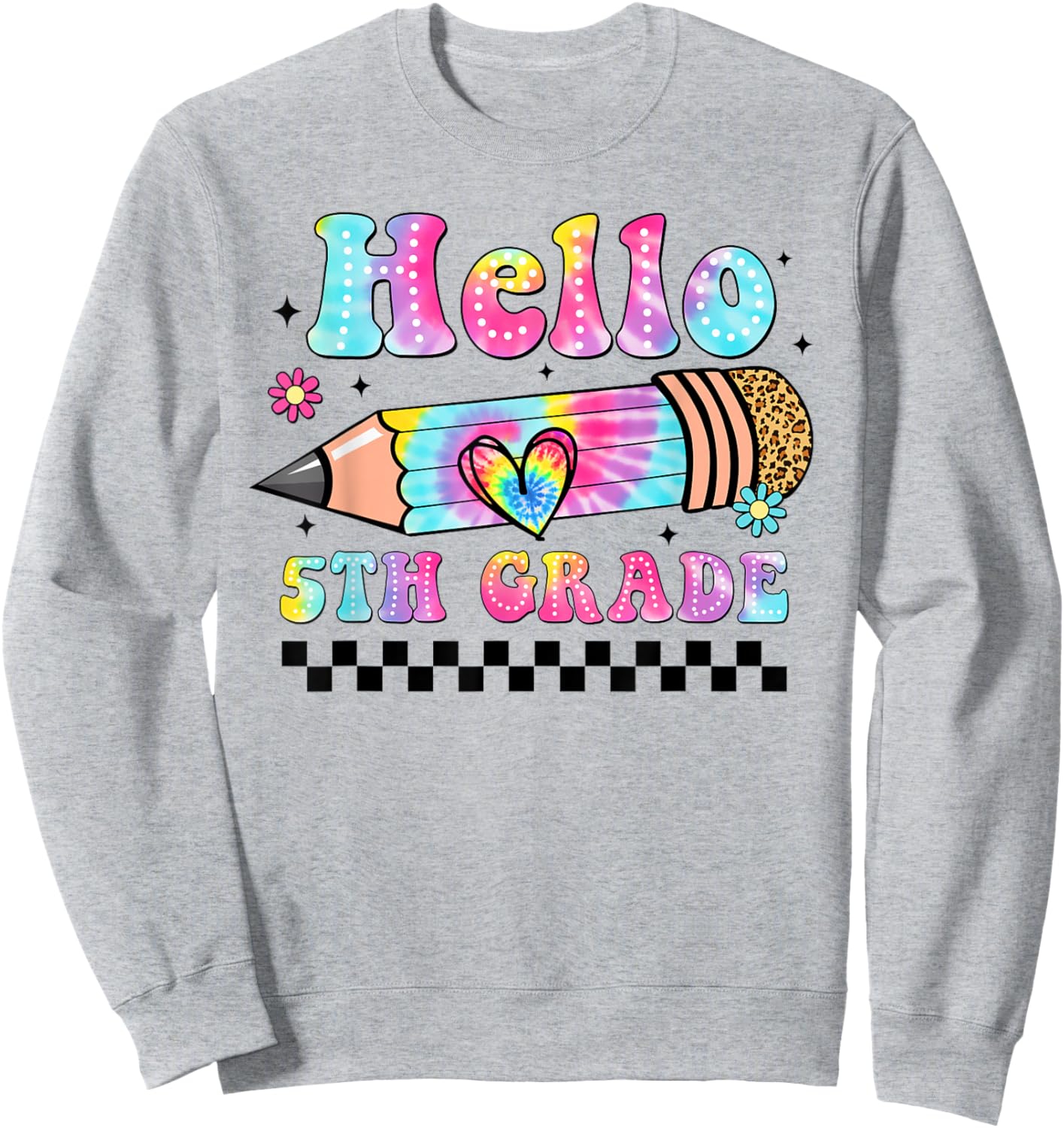 Hello Fifth Grade Leopard Tie Dye Back To School 5th Grade Sweatshirt - Sweatshirt | Ash