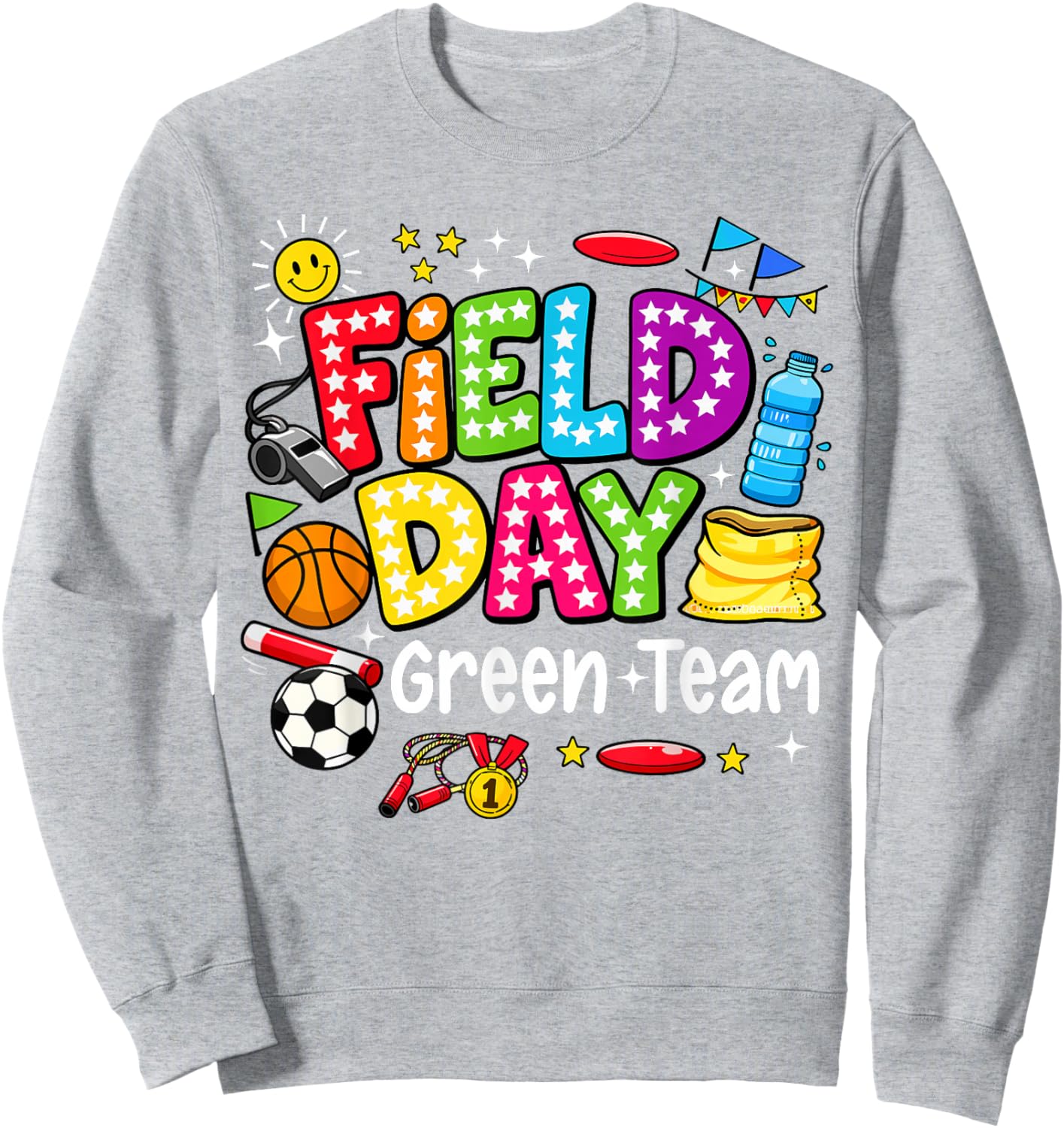 Field Day Green Team Funny for Kids Teacher Field Day Games Sweatshirt - Sweatshirt | Ash