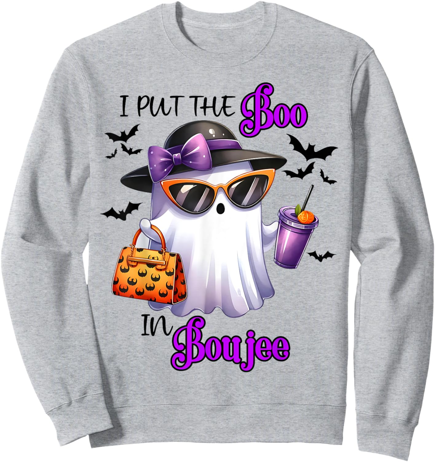 I Put The Boo In Boujee Ghost Halloween Cute Lady Ghost Sweatshirt - Sweatshirt | Ash