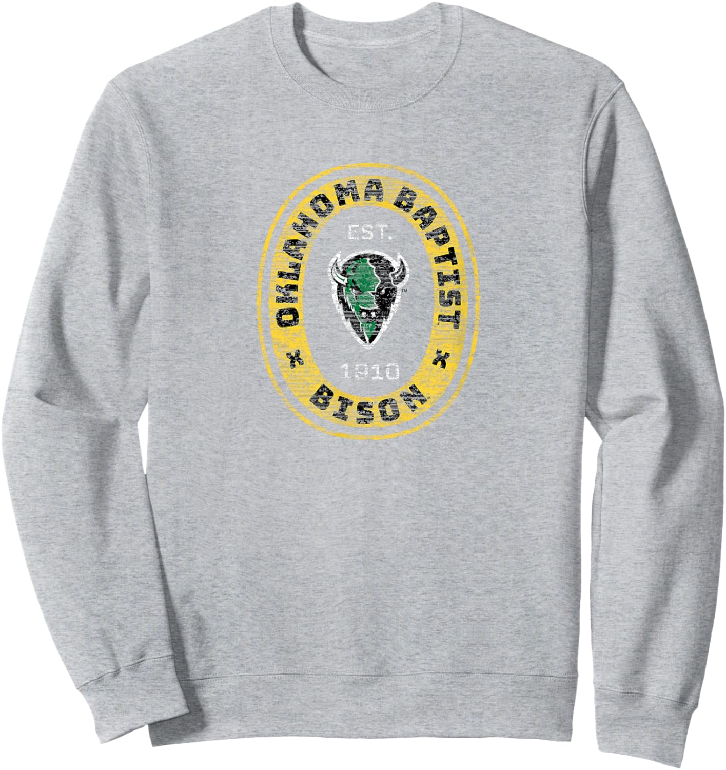 Oklahoma Baptist University OBU Bison Retro Crest Seal Sweatshirt - Sweatshirt | Ash