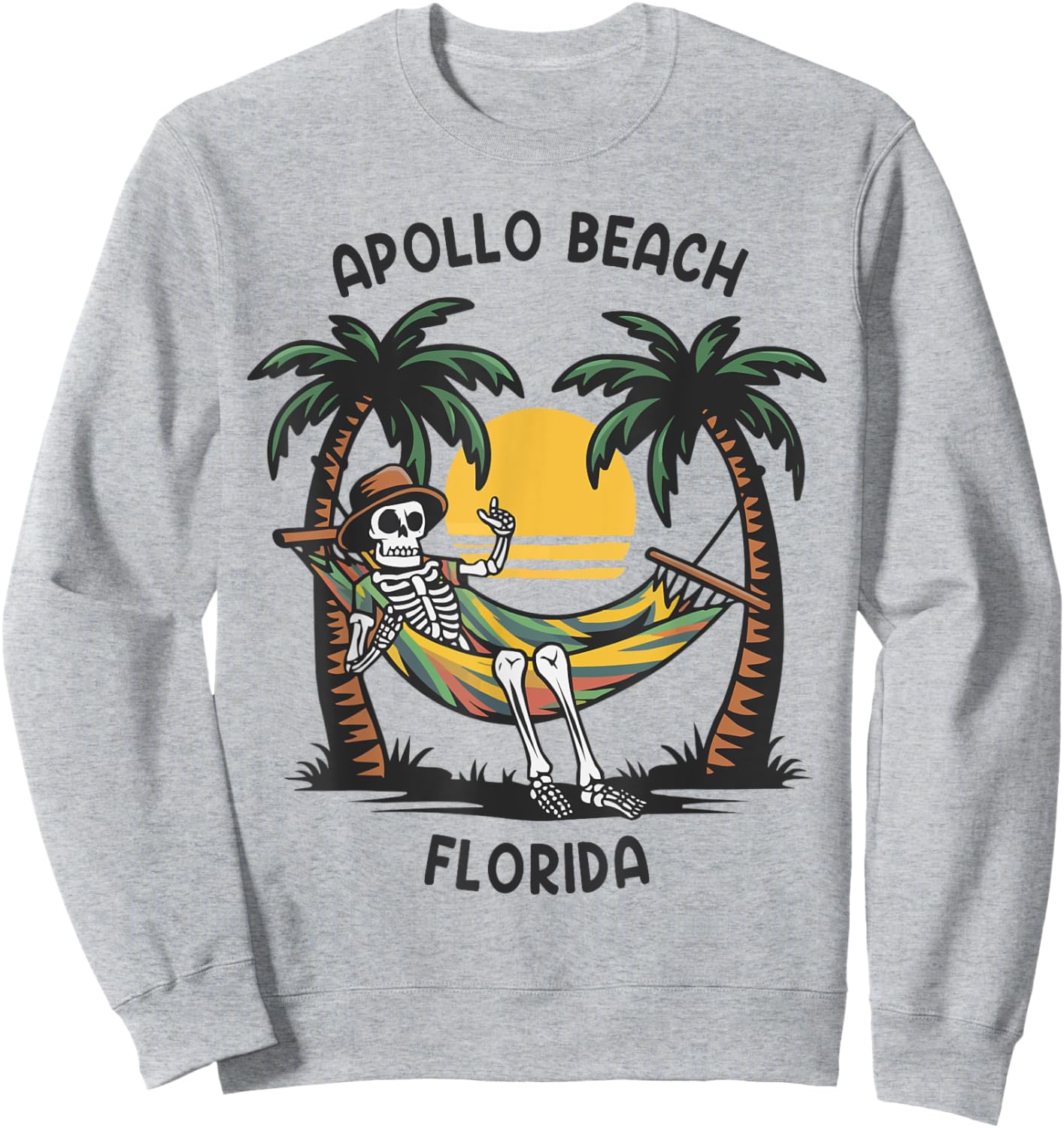 Vintage Apollo Beach Florida Palms FL Sunset Funny Sweatshirt - Sweatshirt | Ash