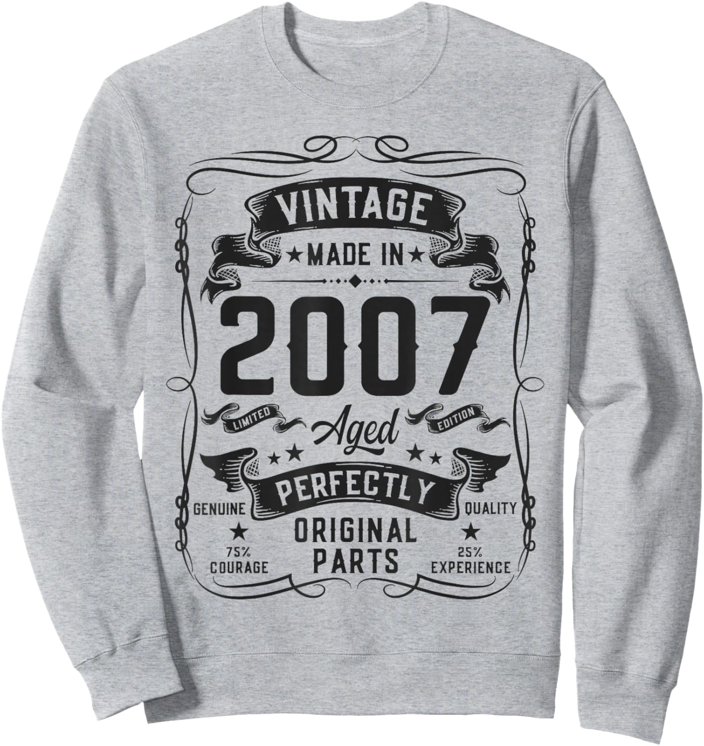 Vintage 2007 19yr 19th Birthday Gifts 19 Years Old Sweatshirt - Sweatshirt | Ash