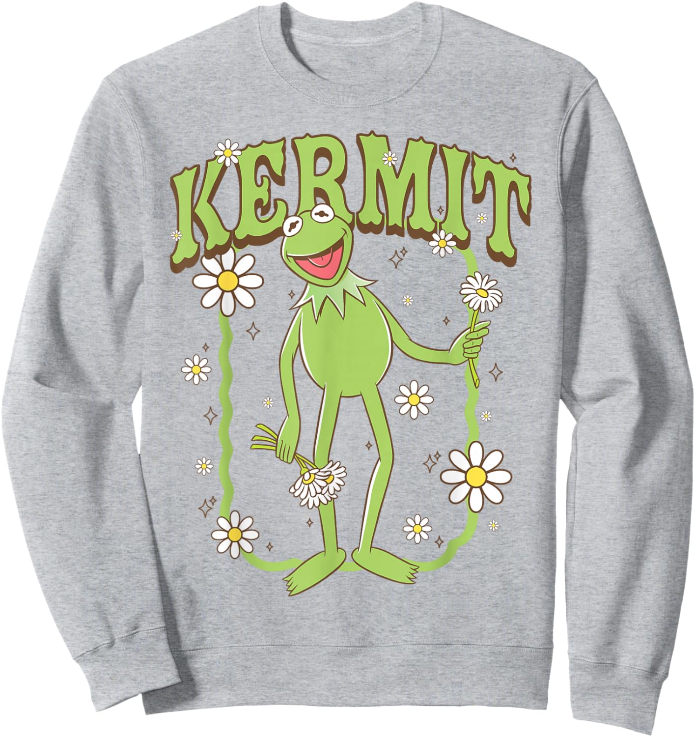 Disney The Muppets Kermit Smile with Spring Daisie Flowers Sweatshirt - Sweatshirt | Ash