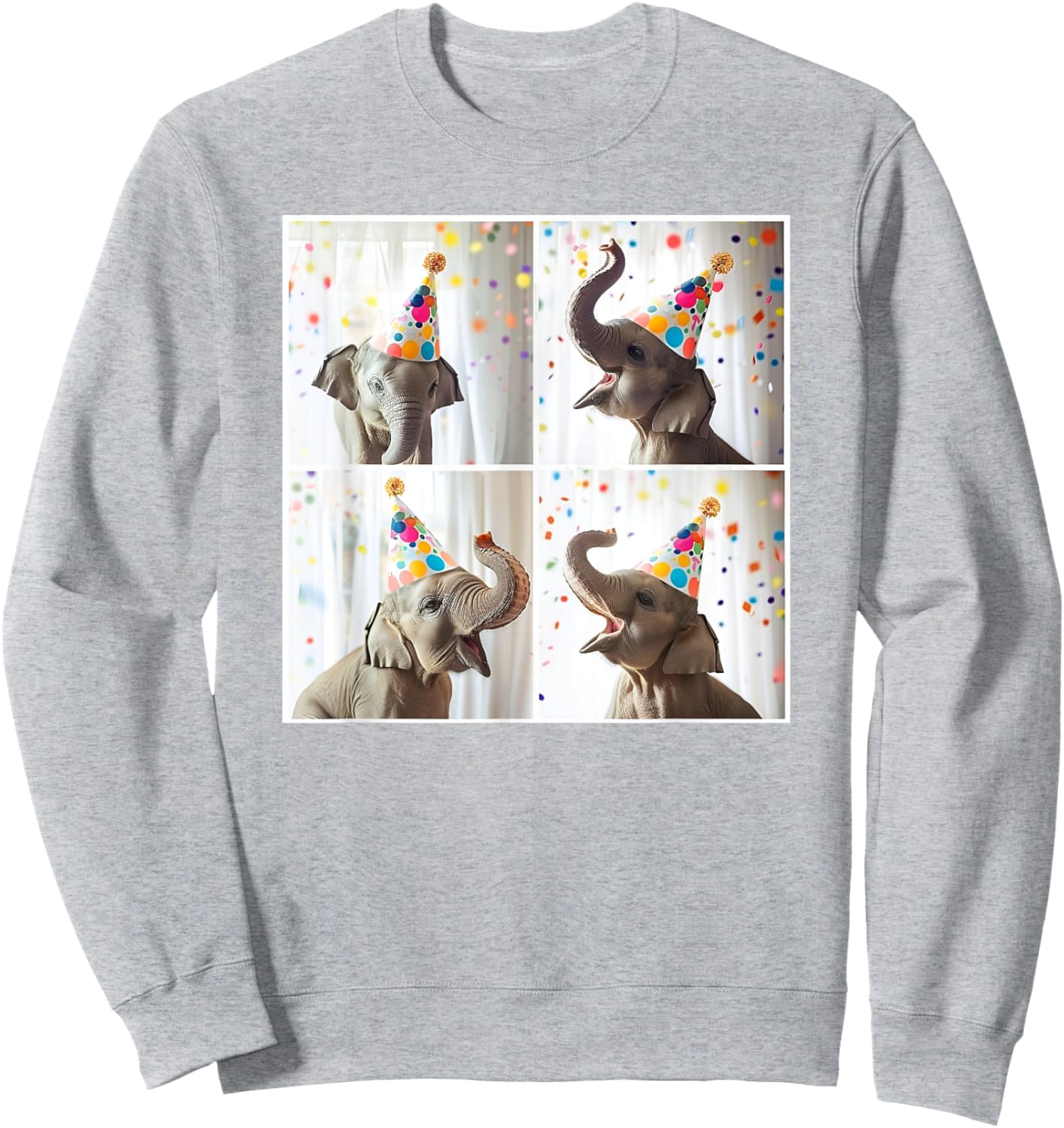 Baby Elephant Colorful Birthday Celebration Safari Animal Sweatshirt - Sweatshirt | Ash