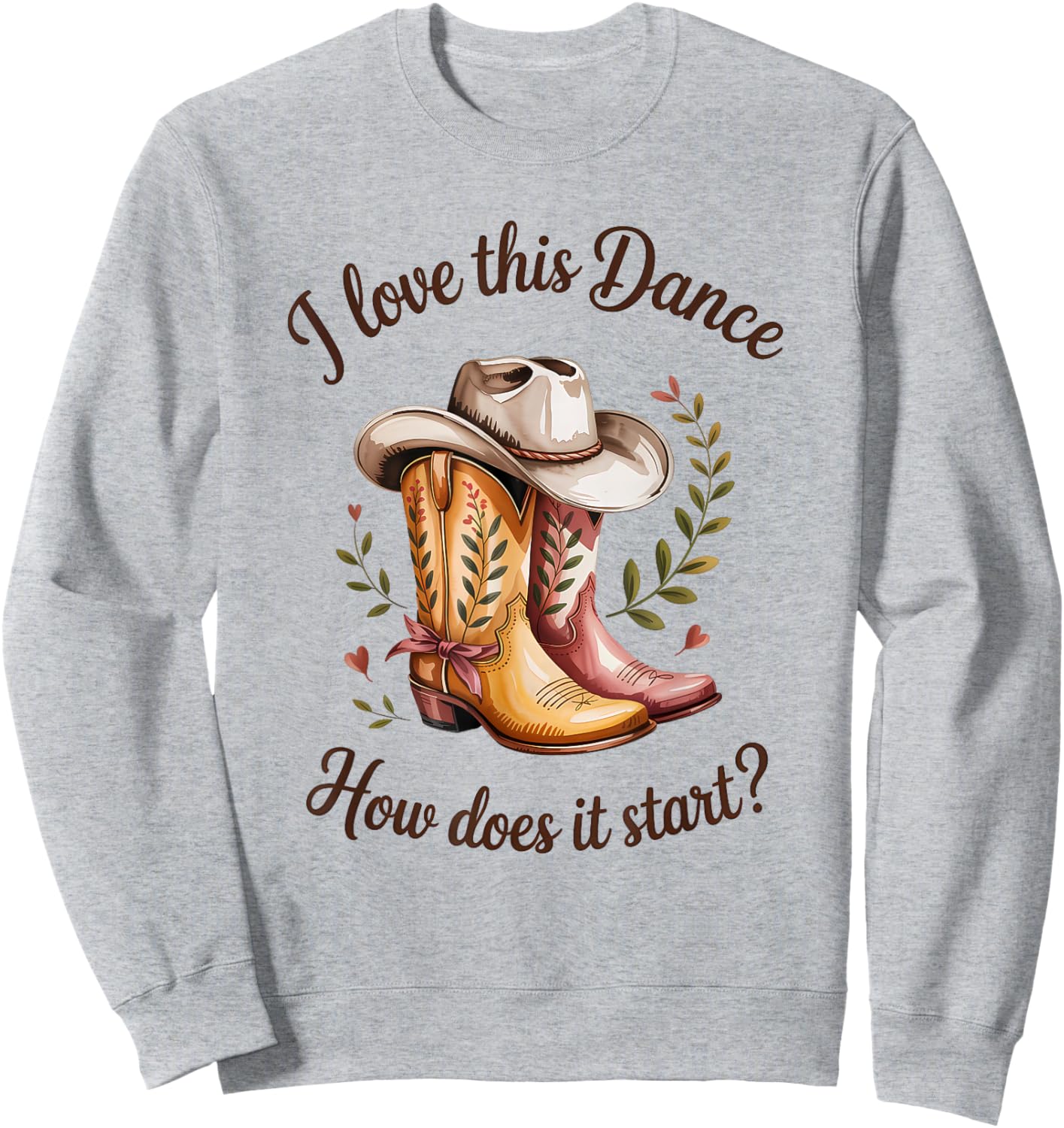 Line Dance with German Text "Ich Liebe diesen Tanz Wie fanger an?" Sweatshirt - Sweatshirt | Ash