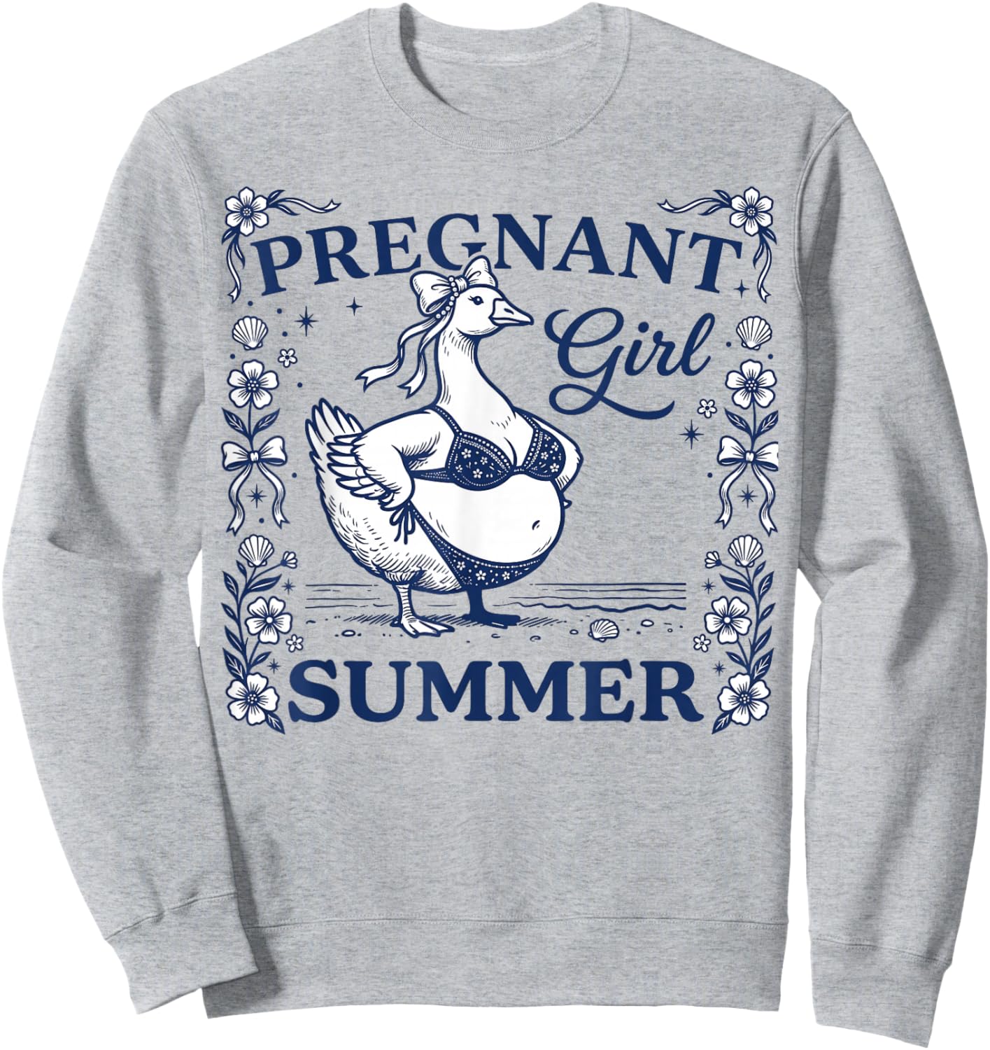 Funny Maternity Mom Pregnant Girl Summer Goose Sweatshirt - Sweatshirt | Ash