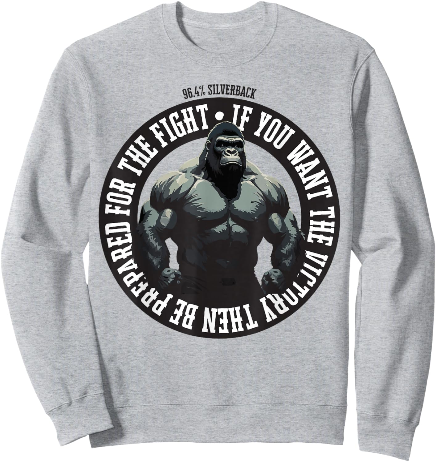 96.4% Silverback Gorilla Gym Apparel Bodybuilding Fight , gray, S Sweatshirt - Sweatshirt | Ash