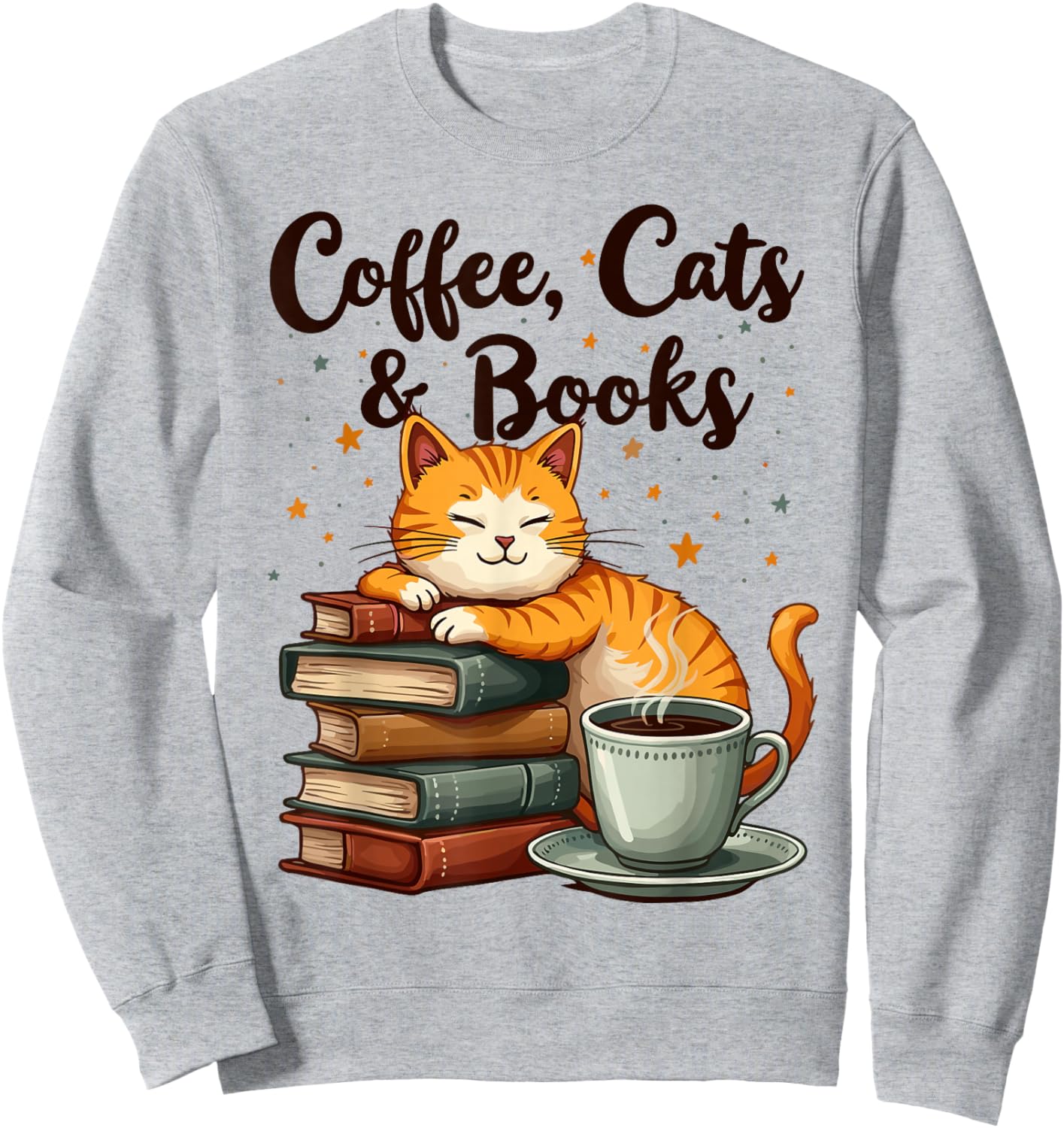 Coffee Cats and Books Lover, für Damen und Mädchen, Lustiger Kaffee Sweatshirt - Sweatshirt | Ash