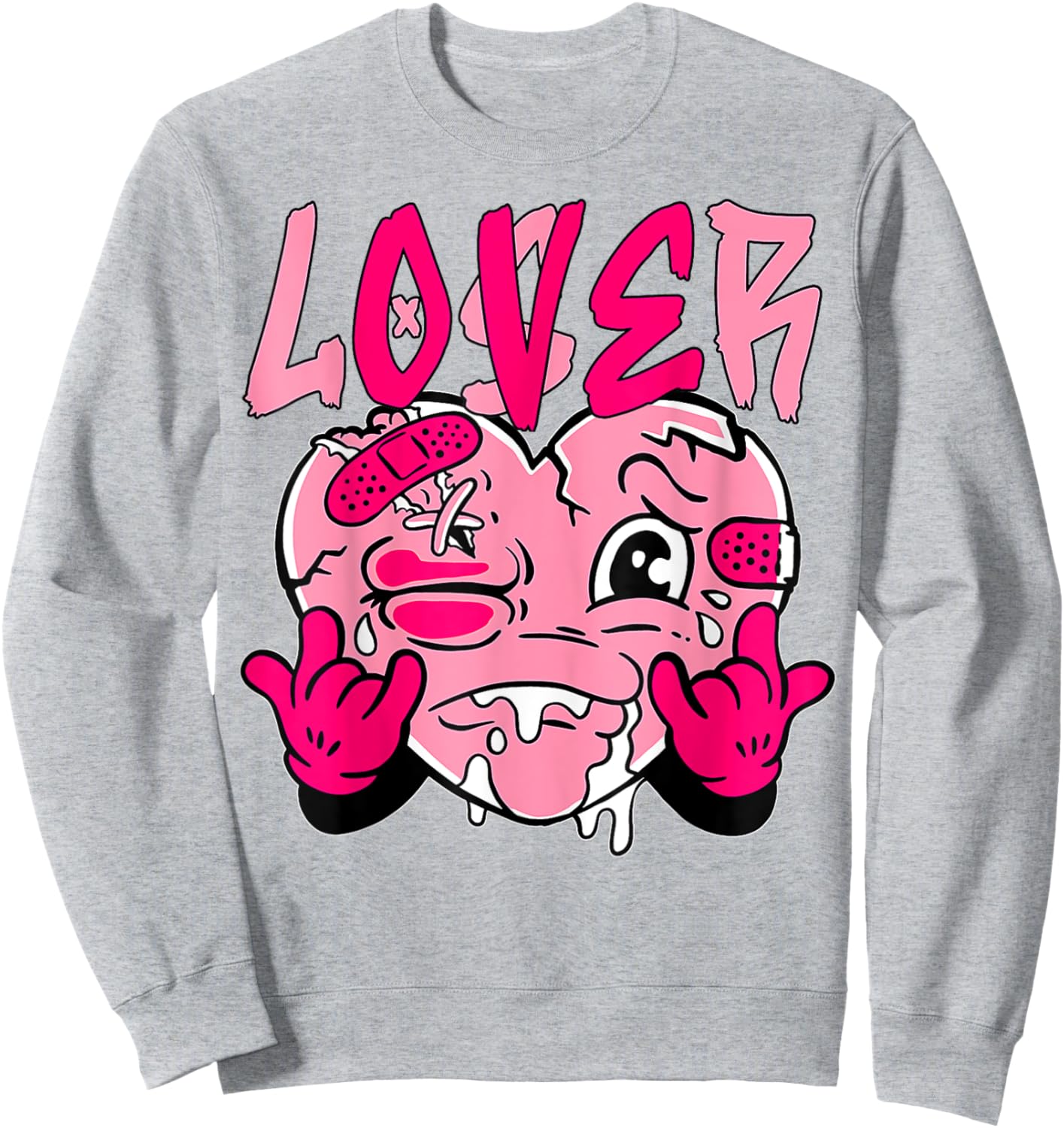 Pink Loser Lover Pink Drip Heart Matching Women Sweatshirt - Sweatshirt | Ash