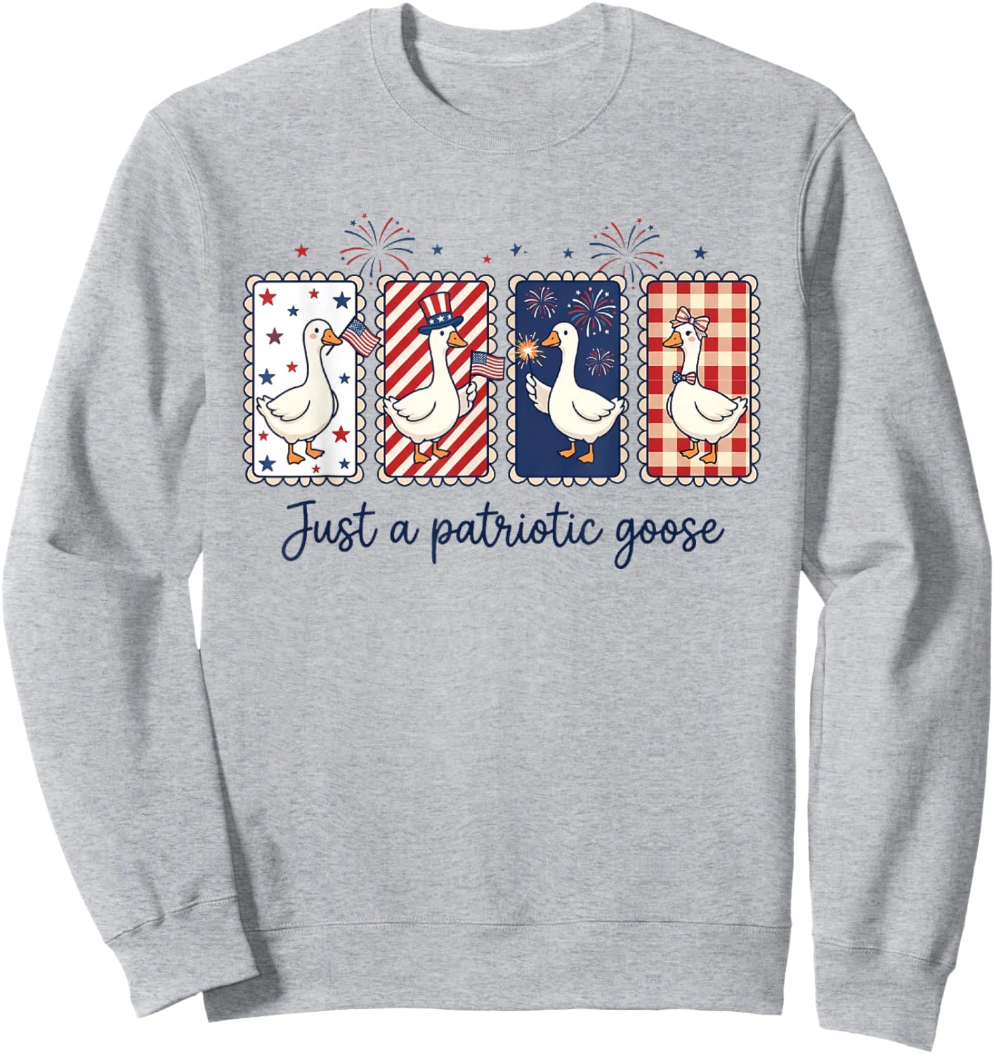 Just A Patriotic Goose Shirts Cute 4th of July Goose Sweatshirt - Sweatshirt | Ash