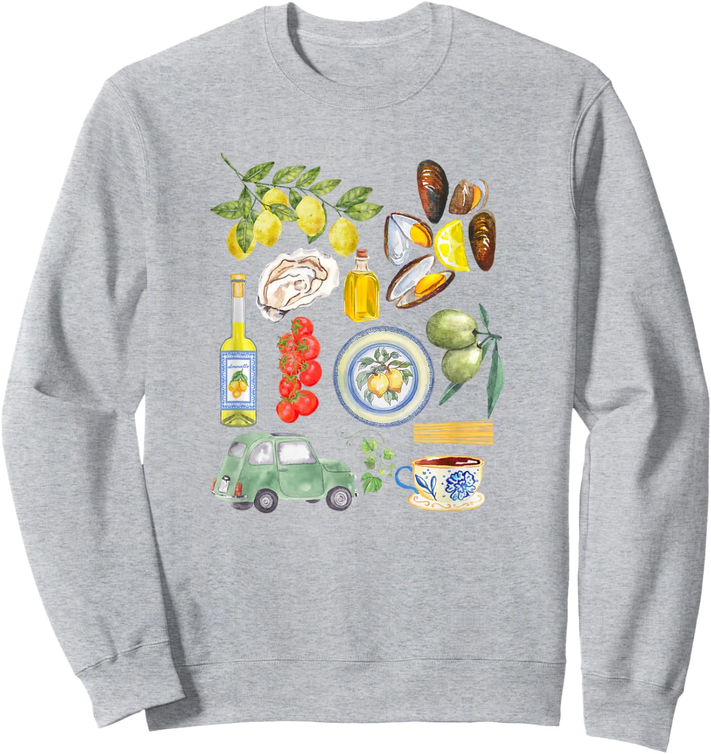 Italian Summer Scrapbook with Limoncello seafood coastal Sweatshirt - Sweatshirt | Ash