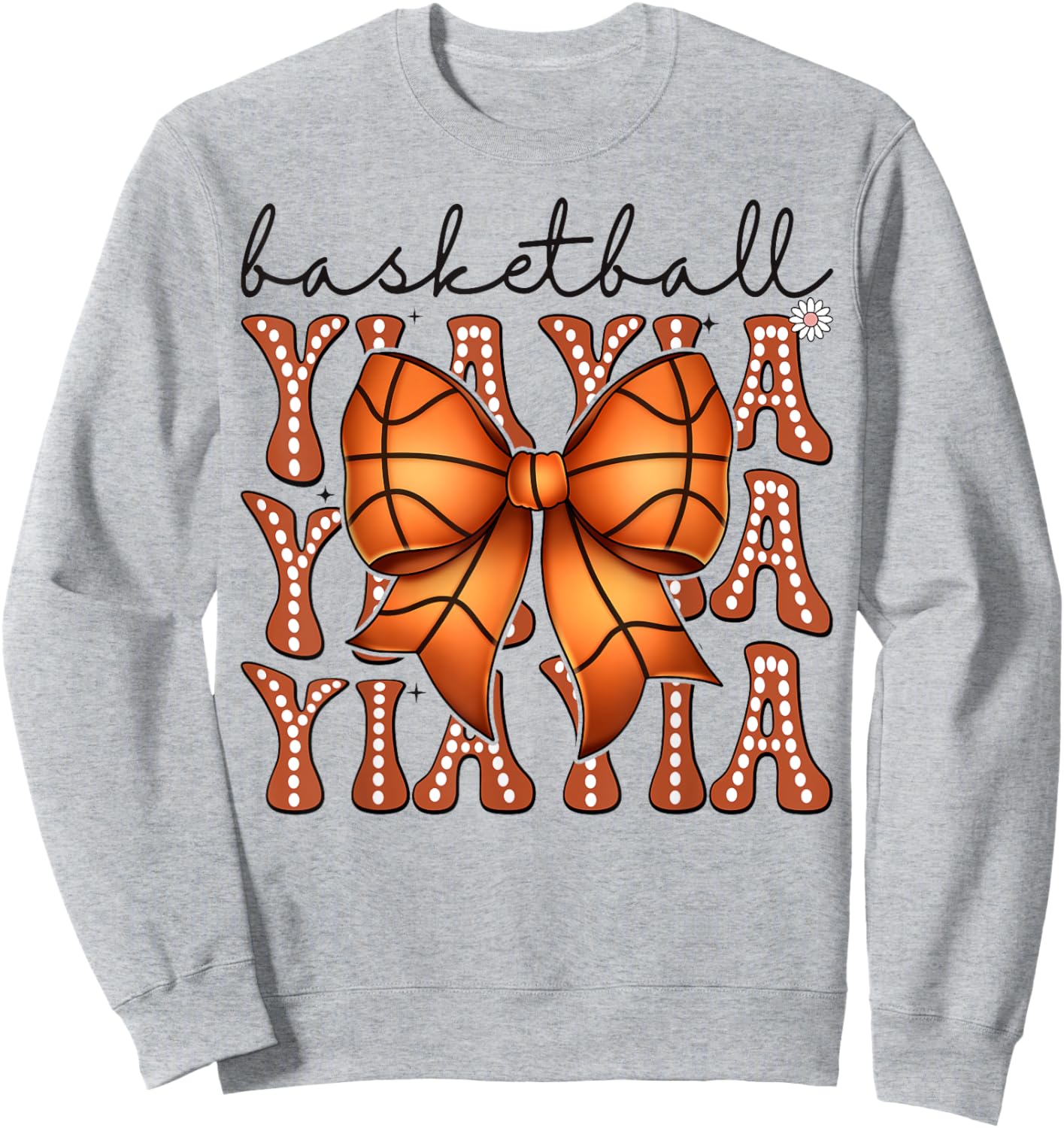 Basketball YiaYia Coquette Bow Game Day Groovy Sweatshirt - Sweatshirt | Ash
