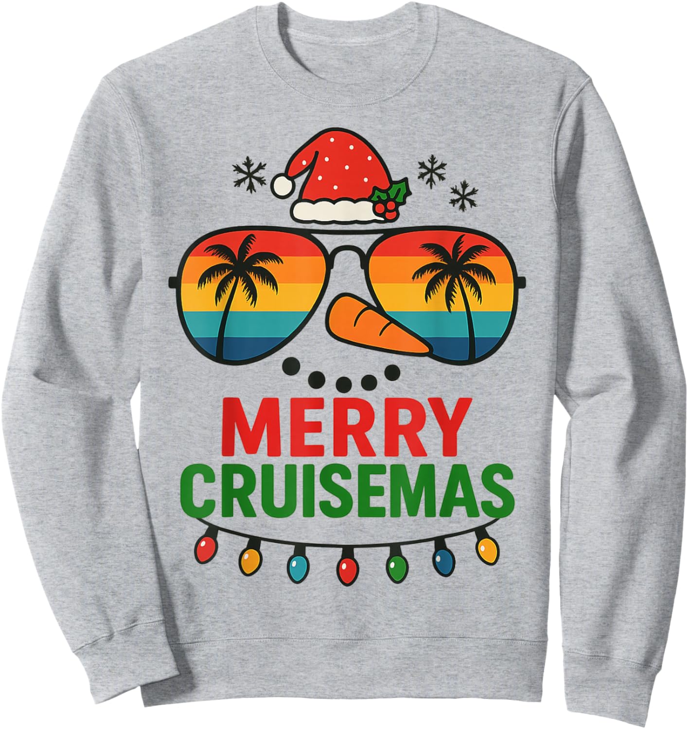 Merry Cruisemas 2025 Christmas Santa Snowman Funny Cruise Sweatshirt - Sweatshirt | Ash