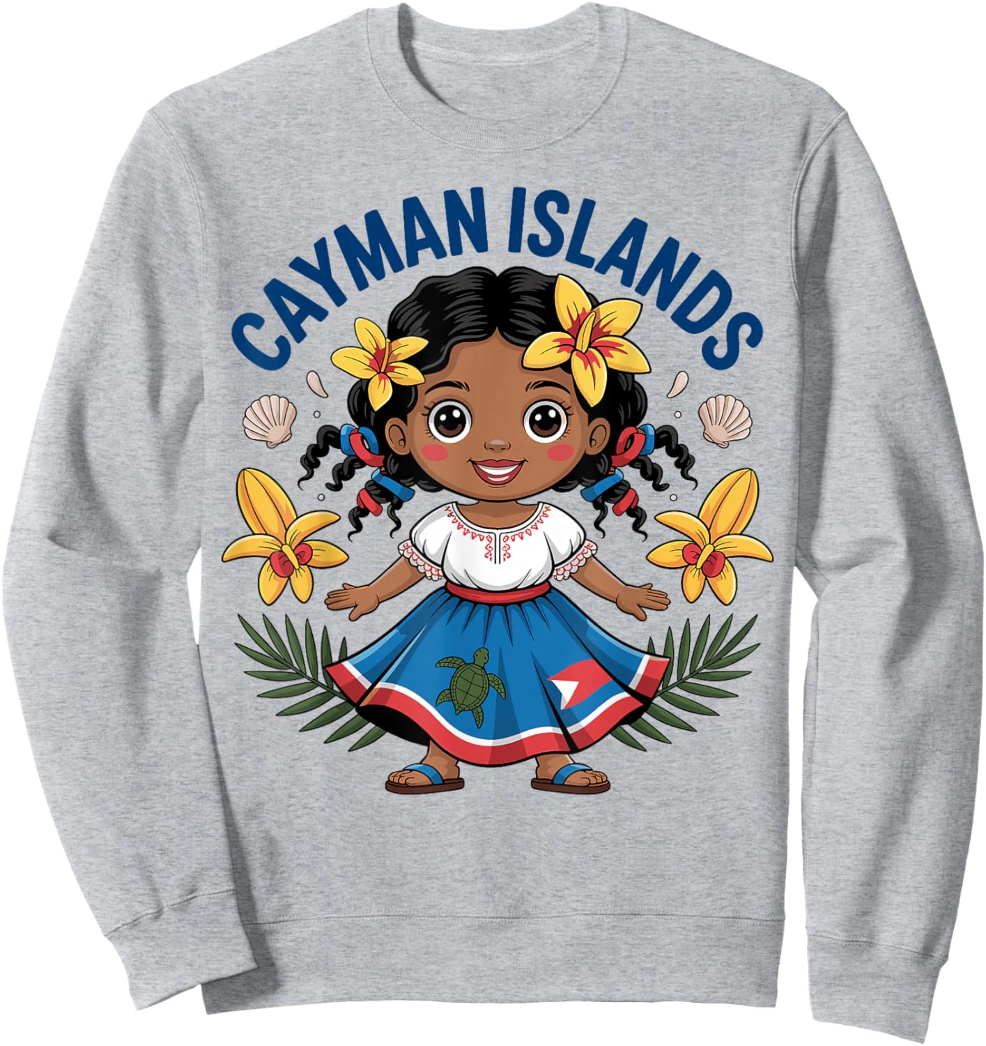 Cute Cayman Islands Girl in Island Dress for Kids Sweatshirt - Sweatshirt | Ash