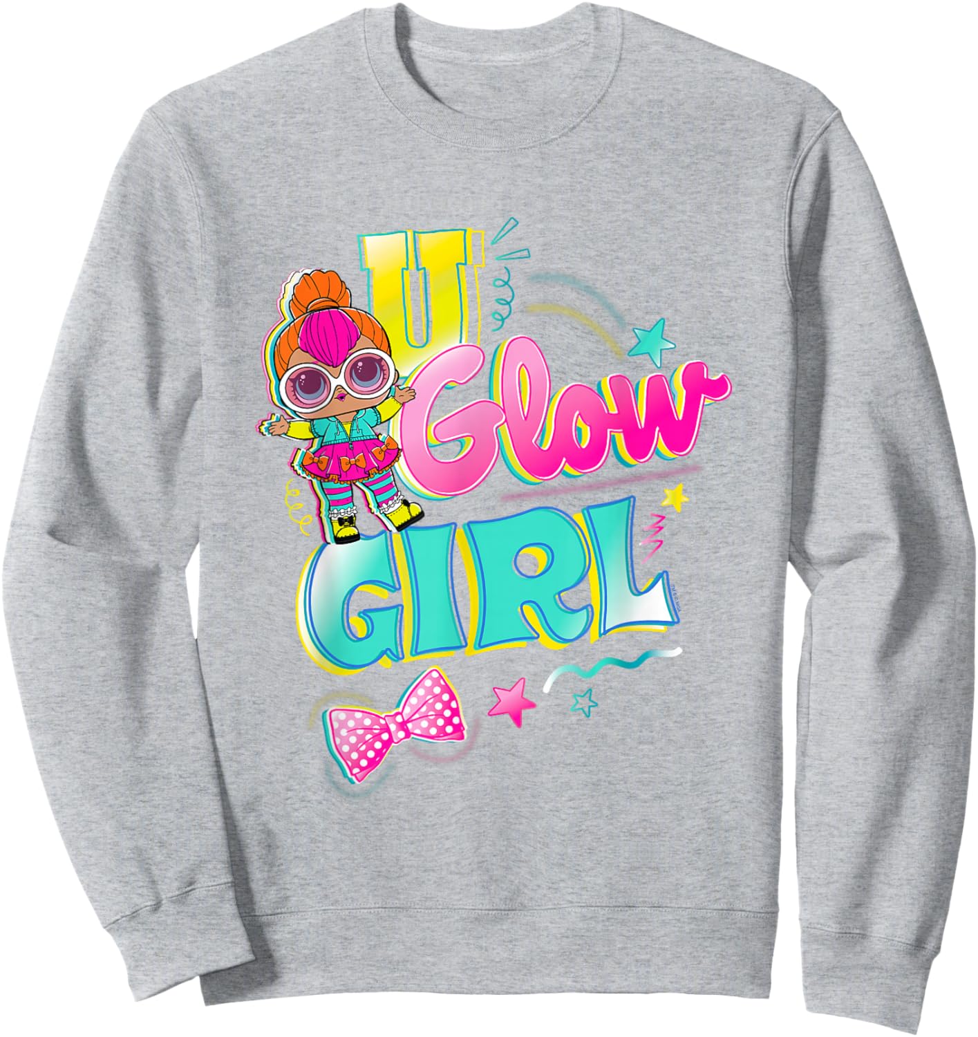 LOL Surprise U Glow Girl Neon Q. T. Retro Logo Sweatshirt - Sweatshirt | Ash