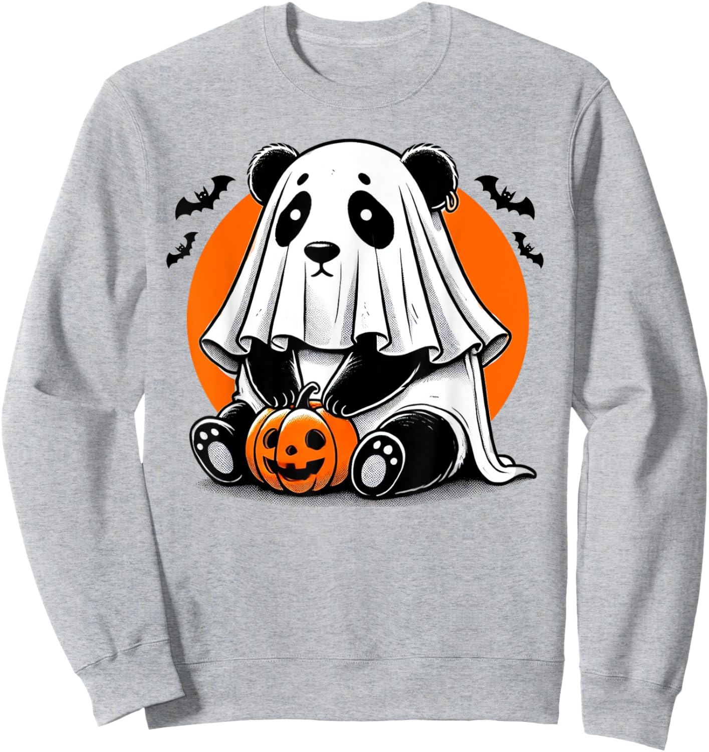 Spooky Panda Wearing A Ghost Halloween Costume Funny Horror Sweatshirt - Sweatshirt | Ash