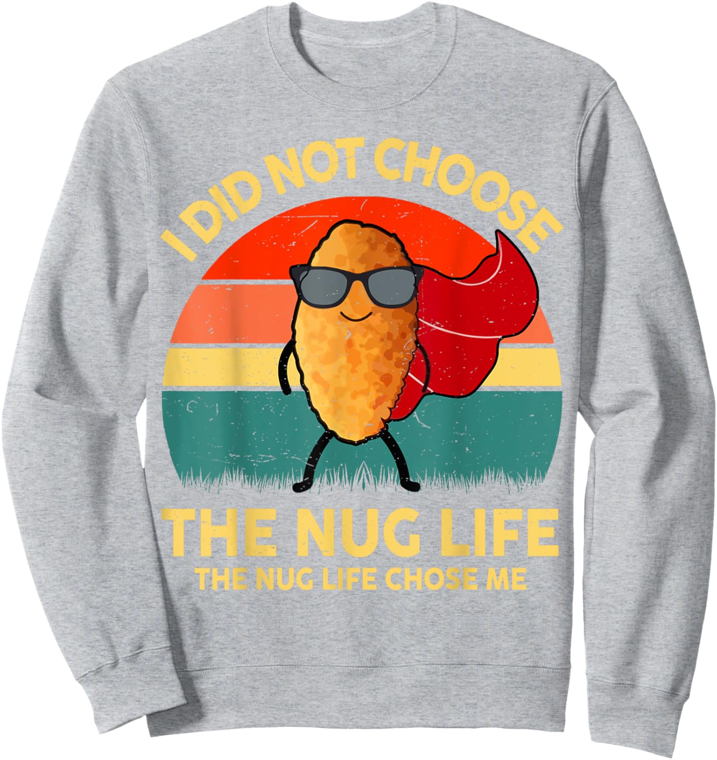 Kids Nug-Life Toddler Boy Funny I Love Chicken Nuggets Retro Sweatshirt - Sweatshirt | Ash
