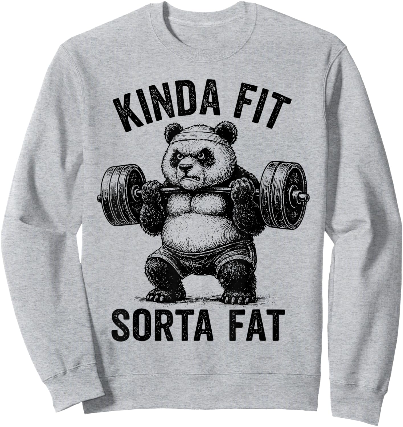 Funny Gym Panda Weightlifting Workout Sweatshirt - Sweatshirt | Ash