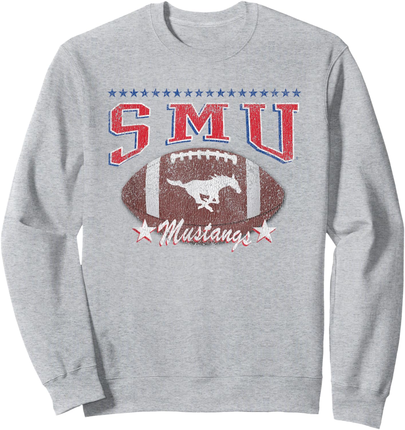 SMU Mustangs Football Vintage Stars Gray Officially Licensed Sweatshirt - Sweatshirt | Ash